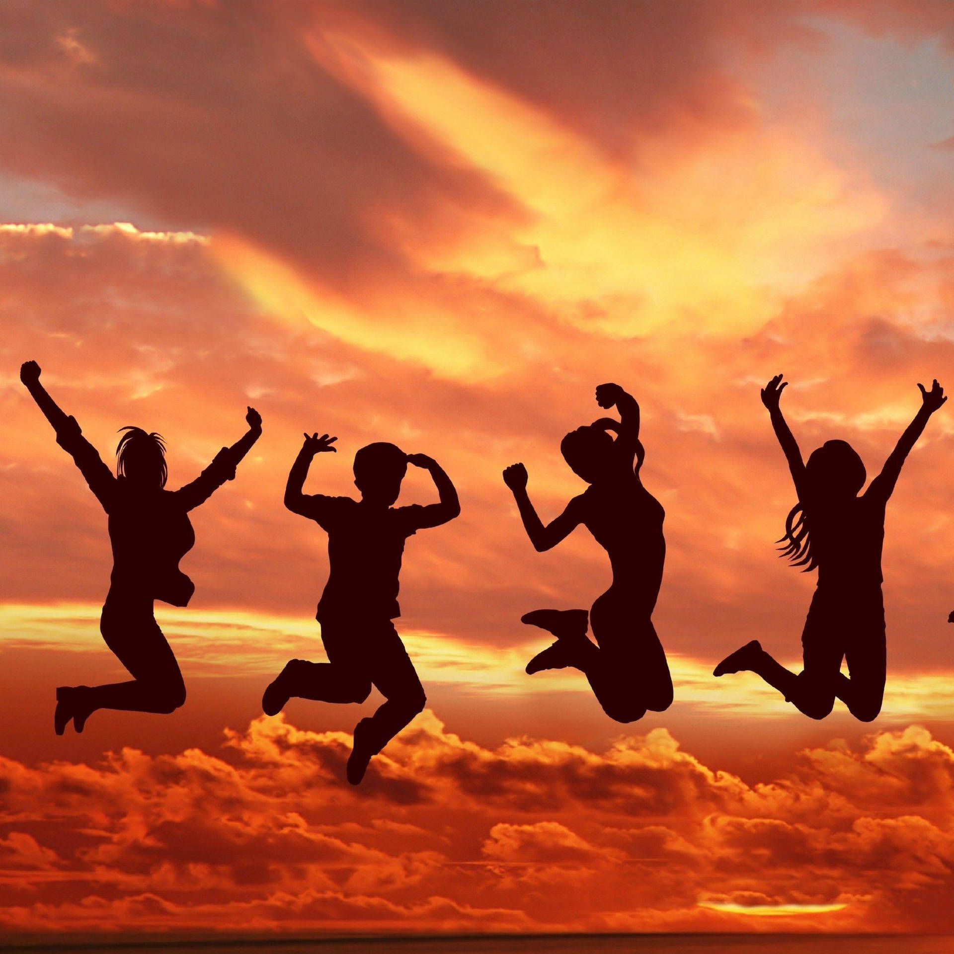 Group Of People Jump Shot