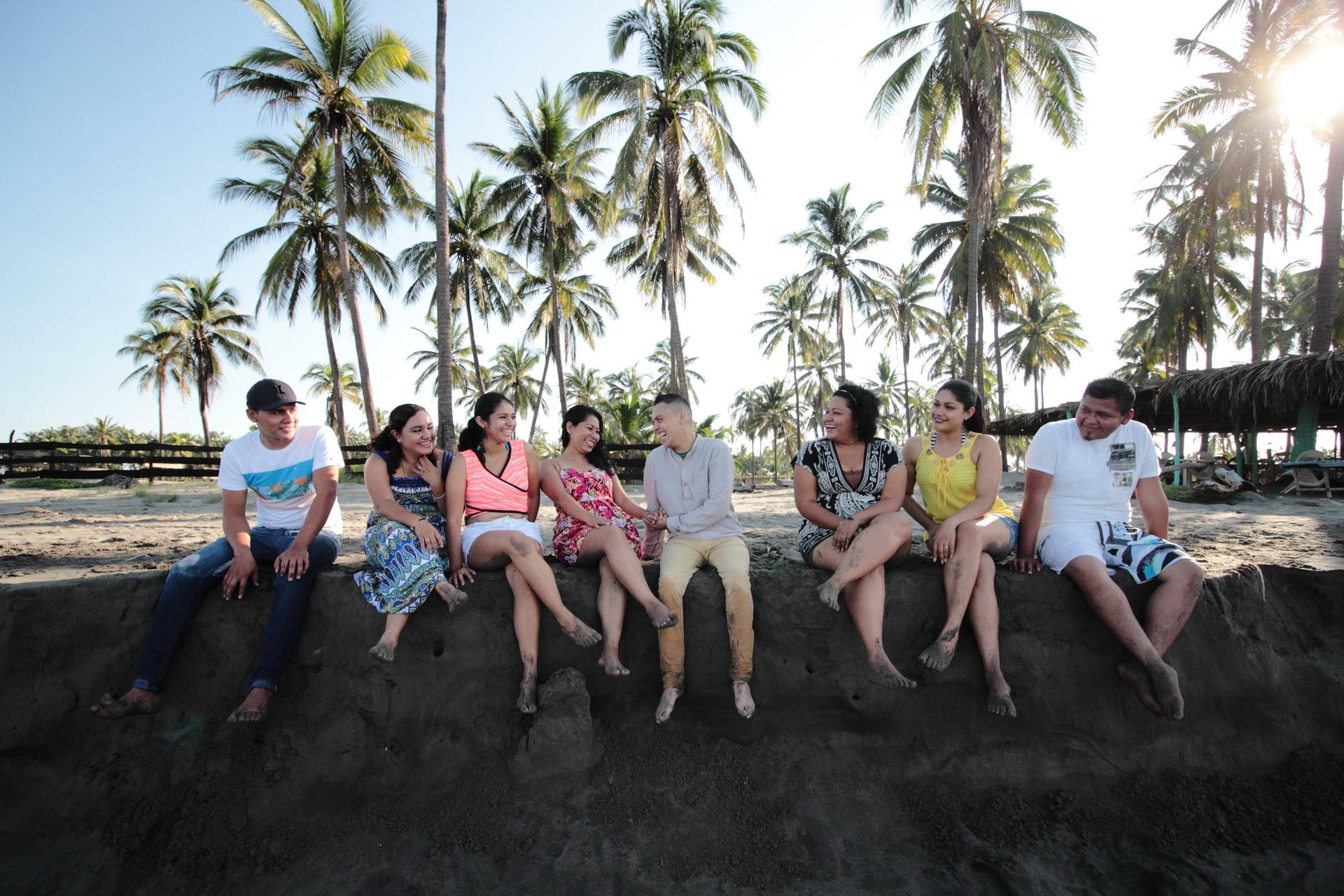 Group Of People On The Beach Background