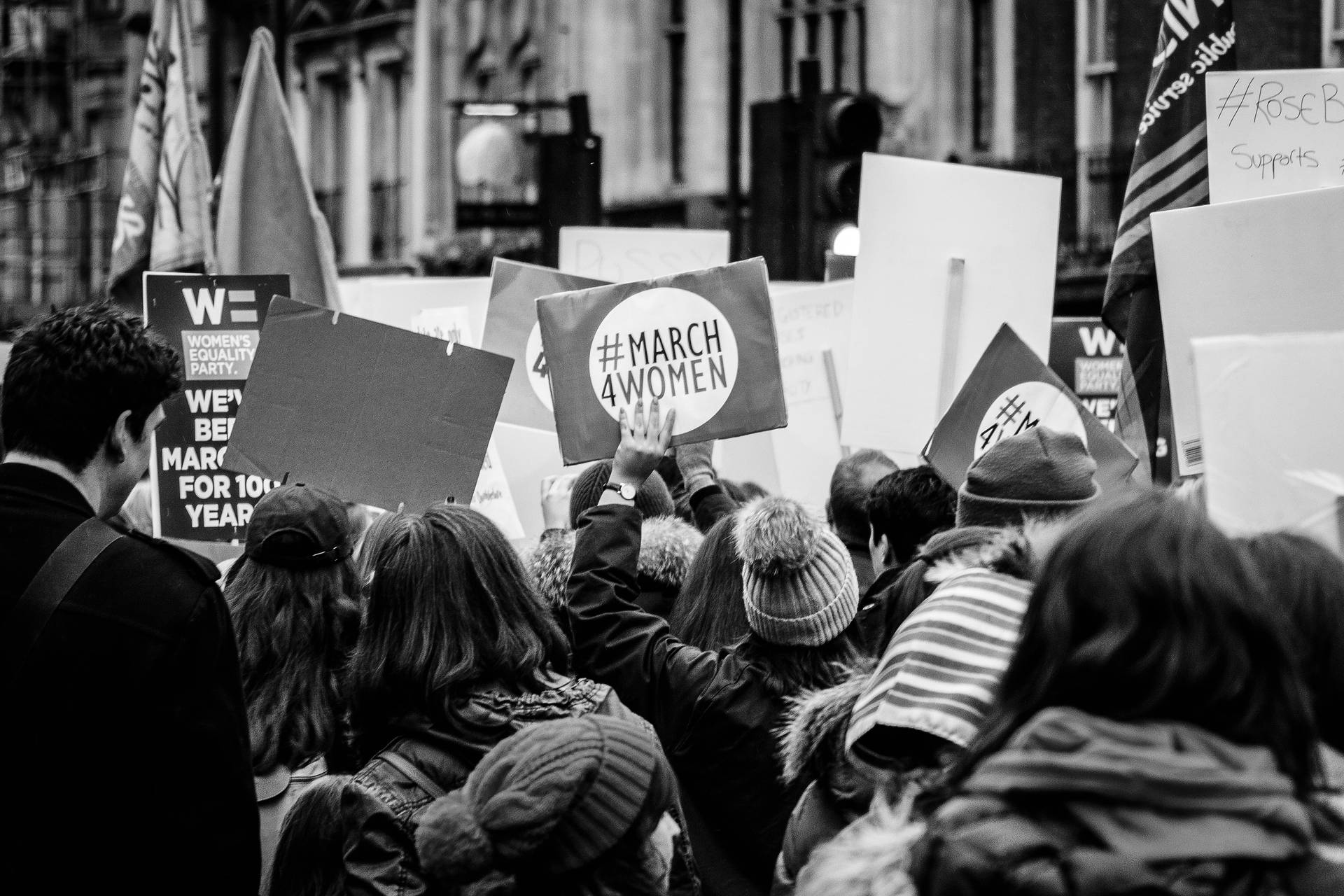 Group Of People Protesting Women's Rights Background