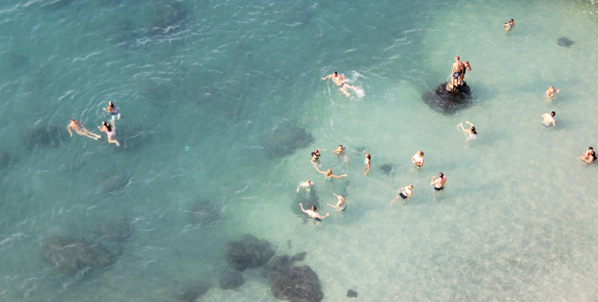 Group Of People Swimming In Water Background