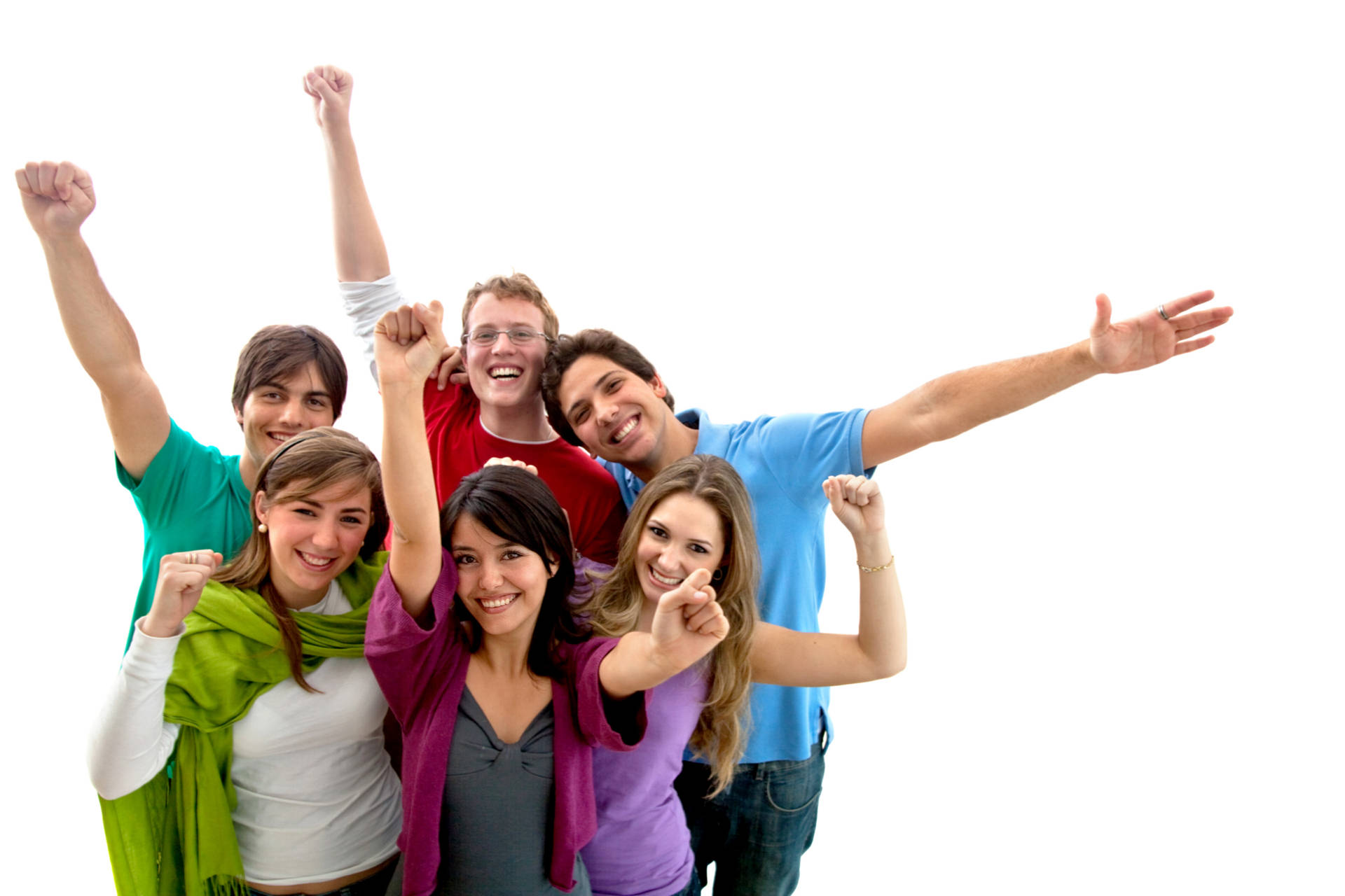 Group Of People With Raised Fists Background