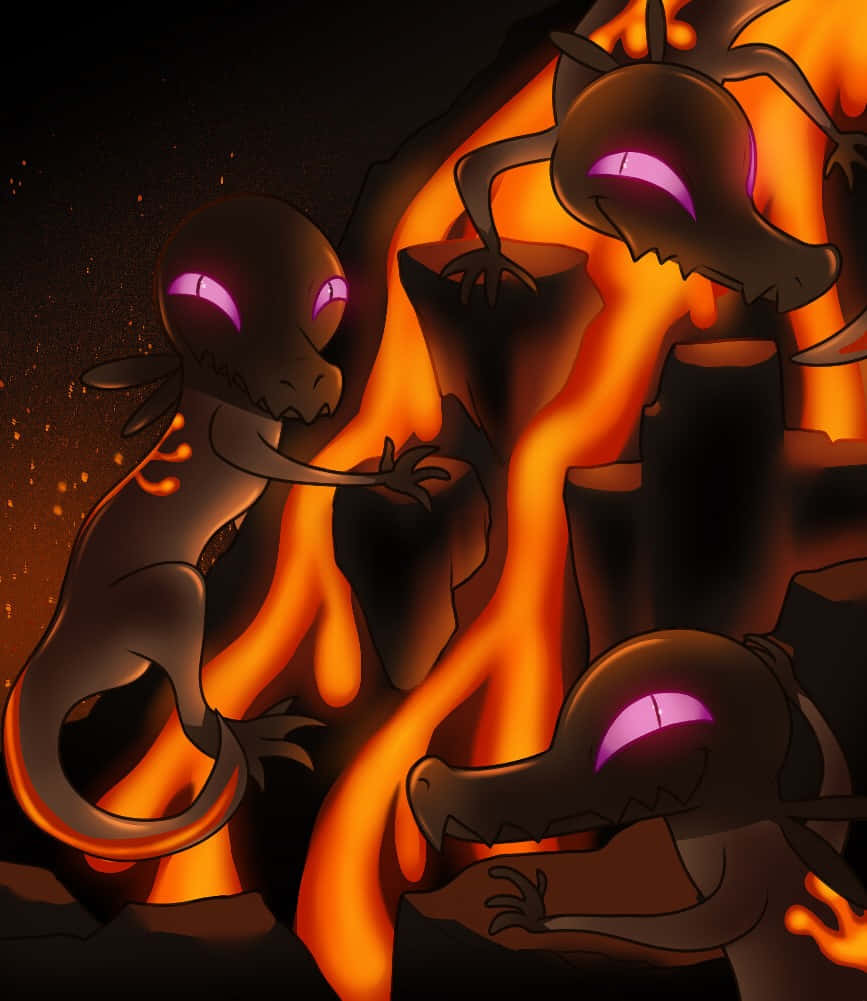 Group Of Salandit With Lava