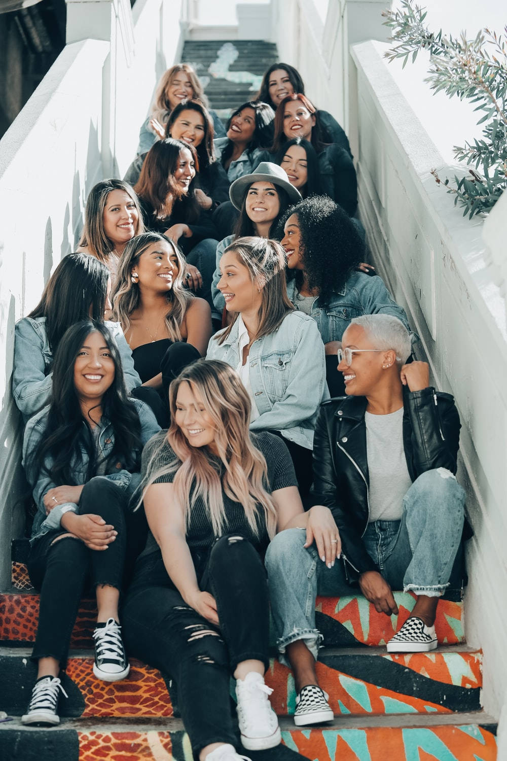 Group On People On The Stairs Background