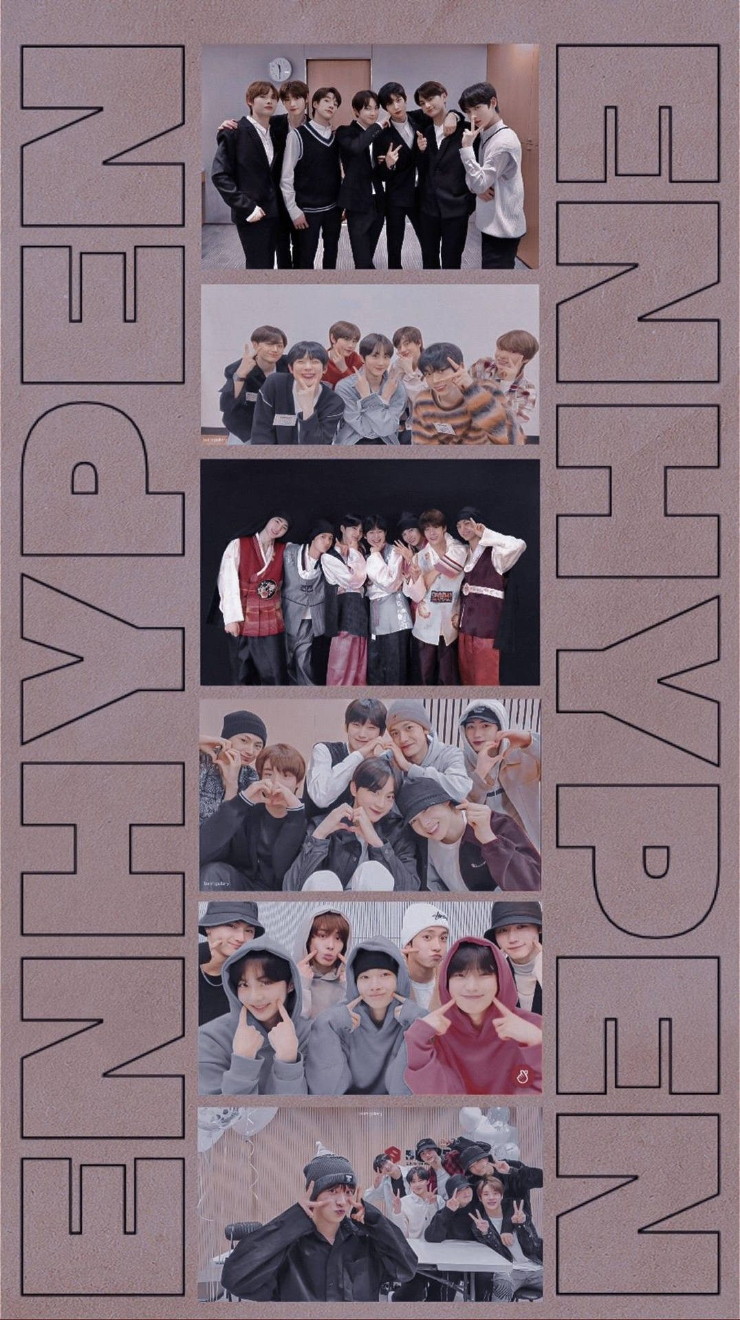 Group Pictures Enhypen Aesthetic Brown Background