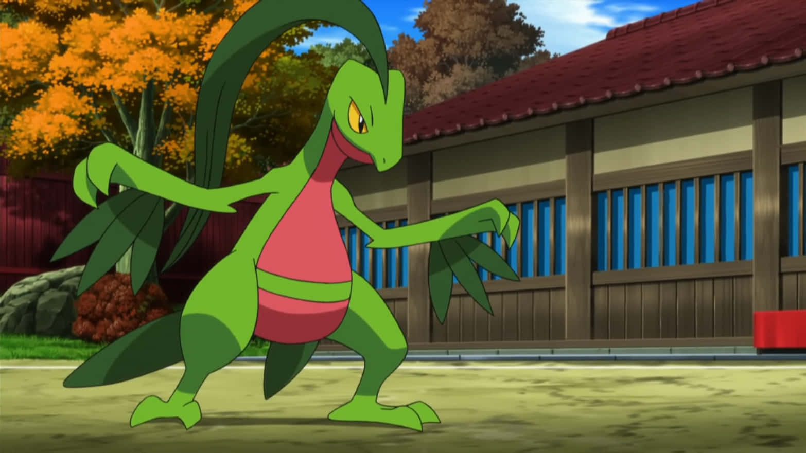 Grovyle In Anime Background