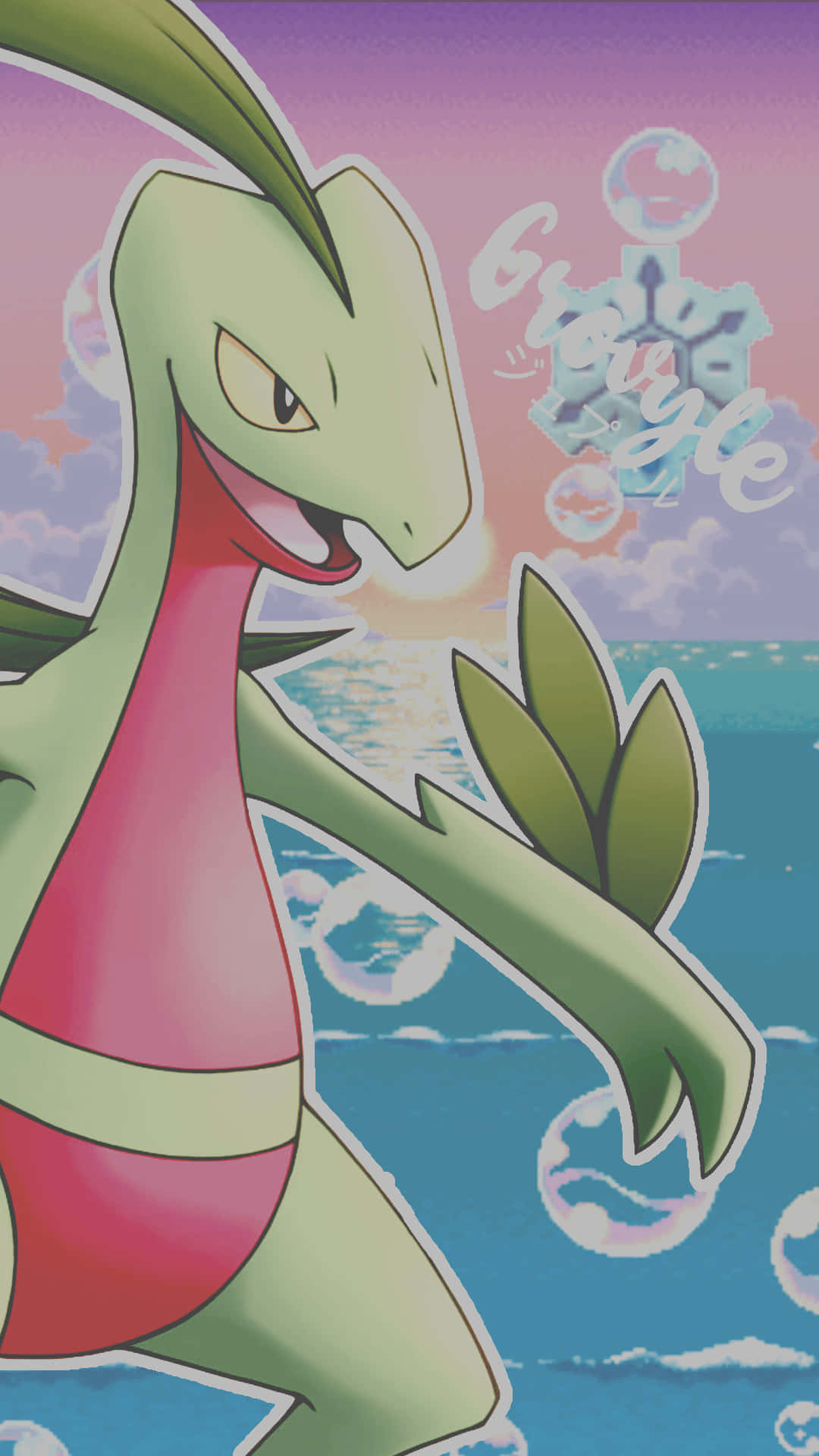 Grovyle Portrait With Bubbles Background