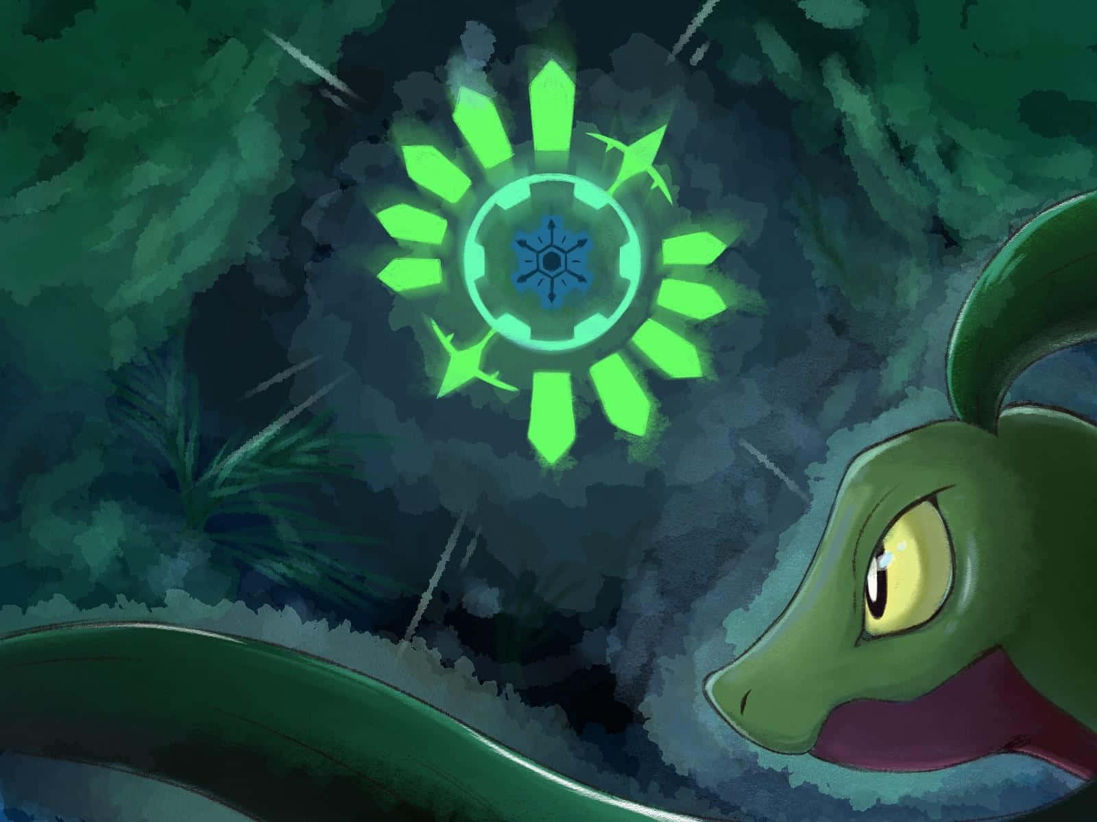 Grovyle Surrounded By Bamboo Background