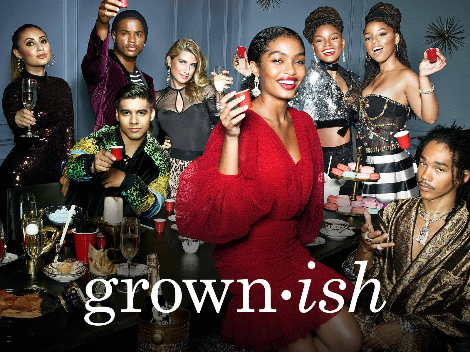 Grown Ish Group Cast Tv Series Poster Background