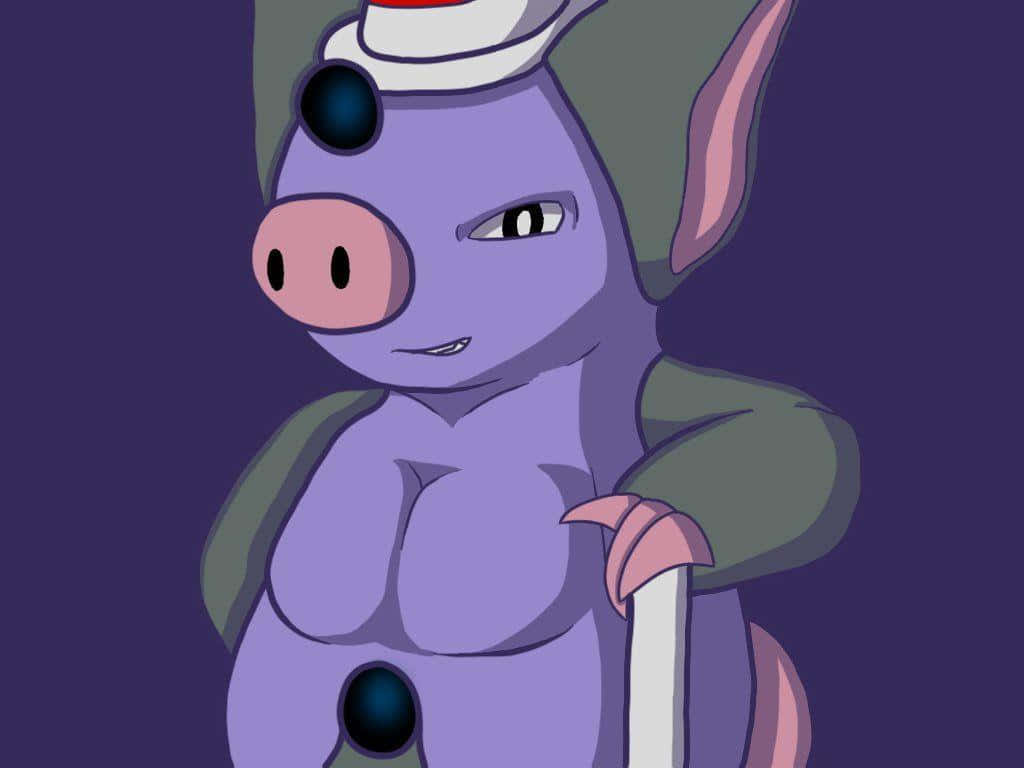 Grumpig In Purple Background Background