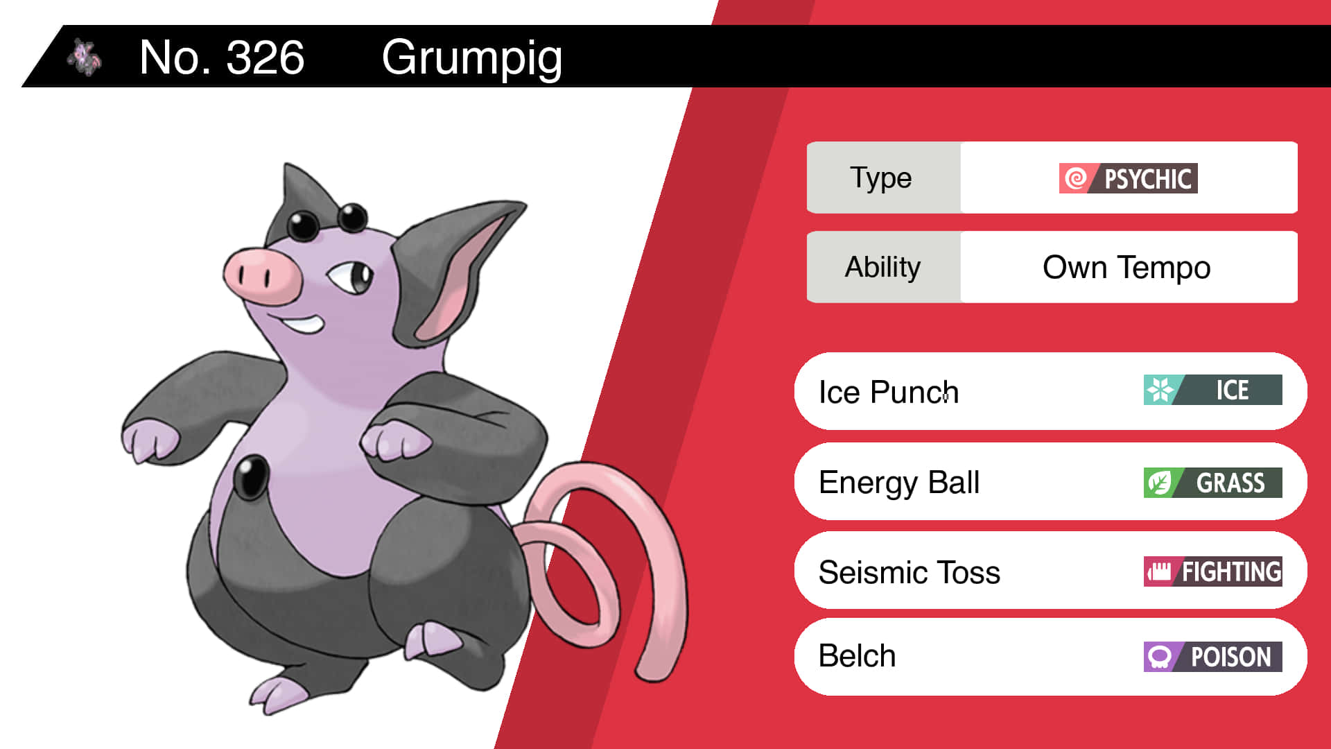 Grumpig With Stats Background