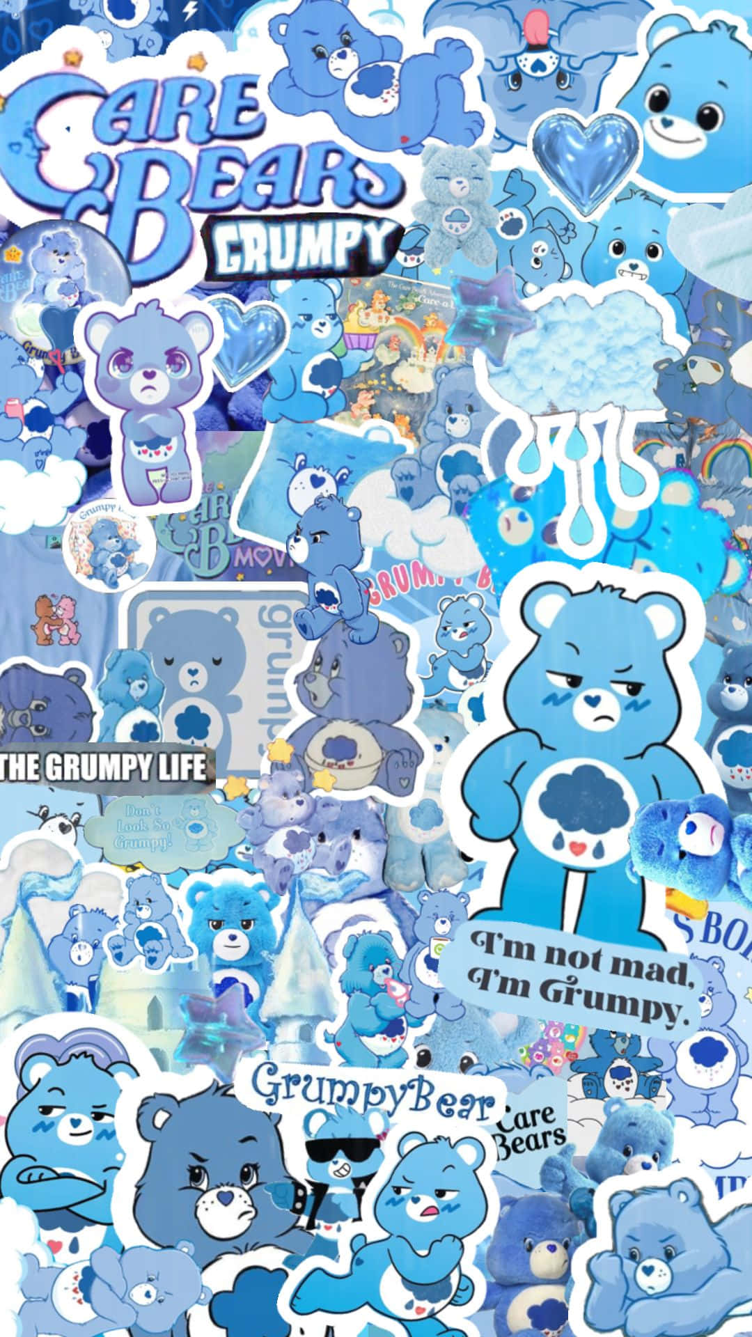 Grumpy Care Bears Collagei Phone Wallpaper Background