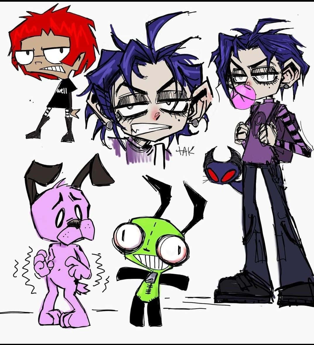 Grunge Cartoon Invader Zim Characters Background