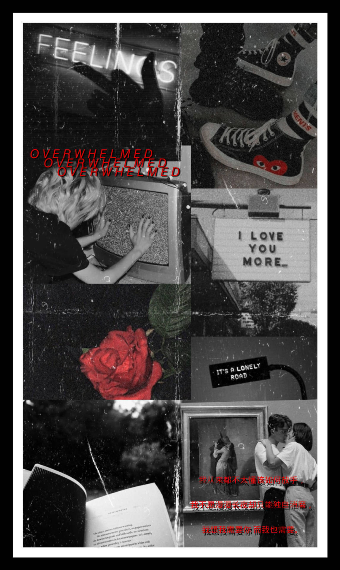 Grunge Emo Aesthetic Red Collage Background