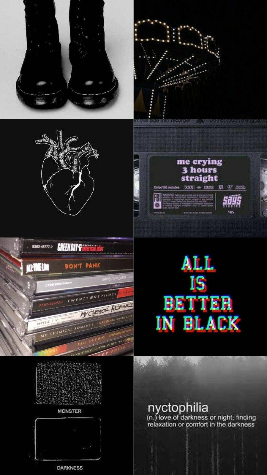 Grunge Emo Black Collage Aesthetic Background