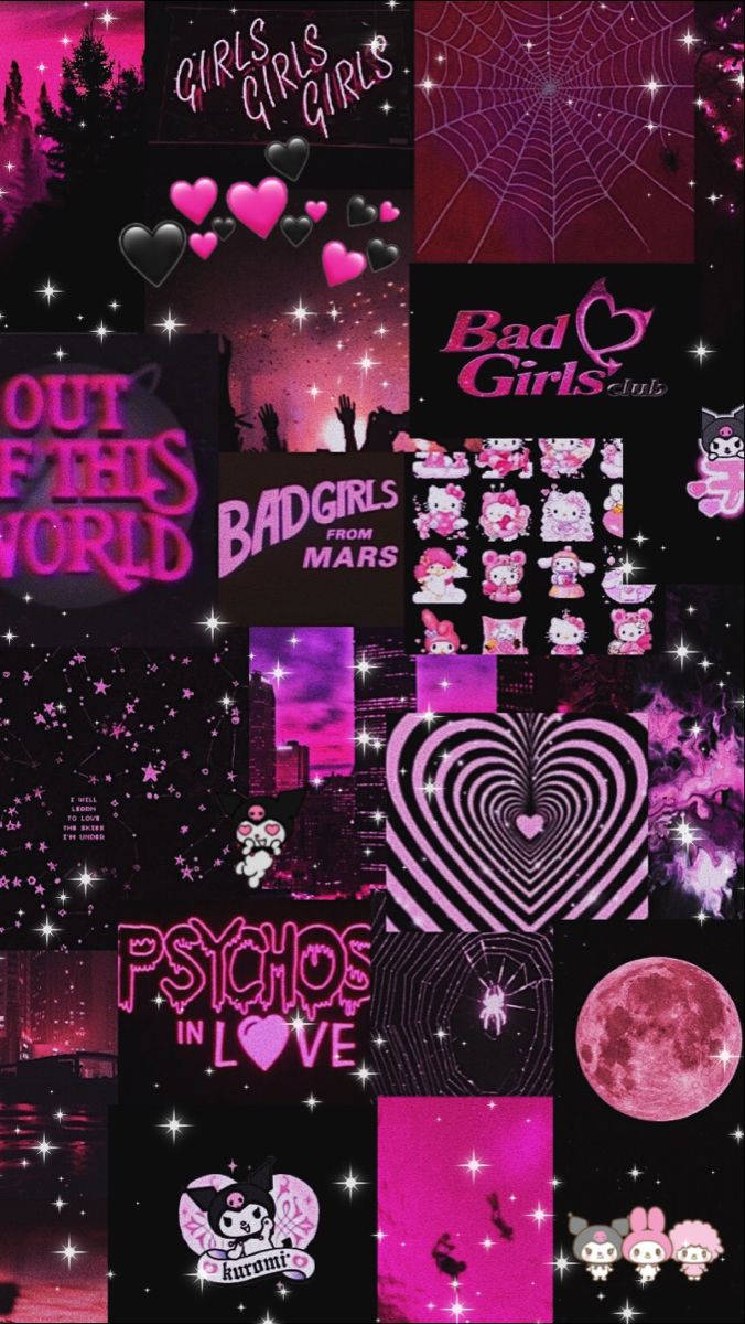 Grunge Emo Pink Collage Aesthetic Background