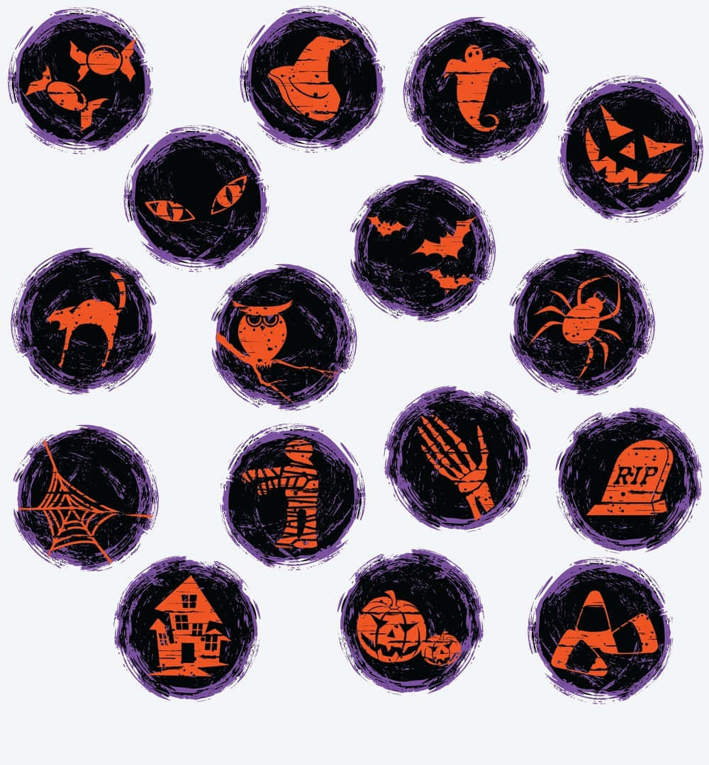 Grunge Halloween Icons Pattern Background