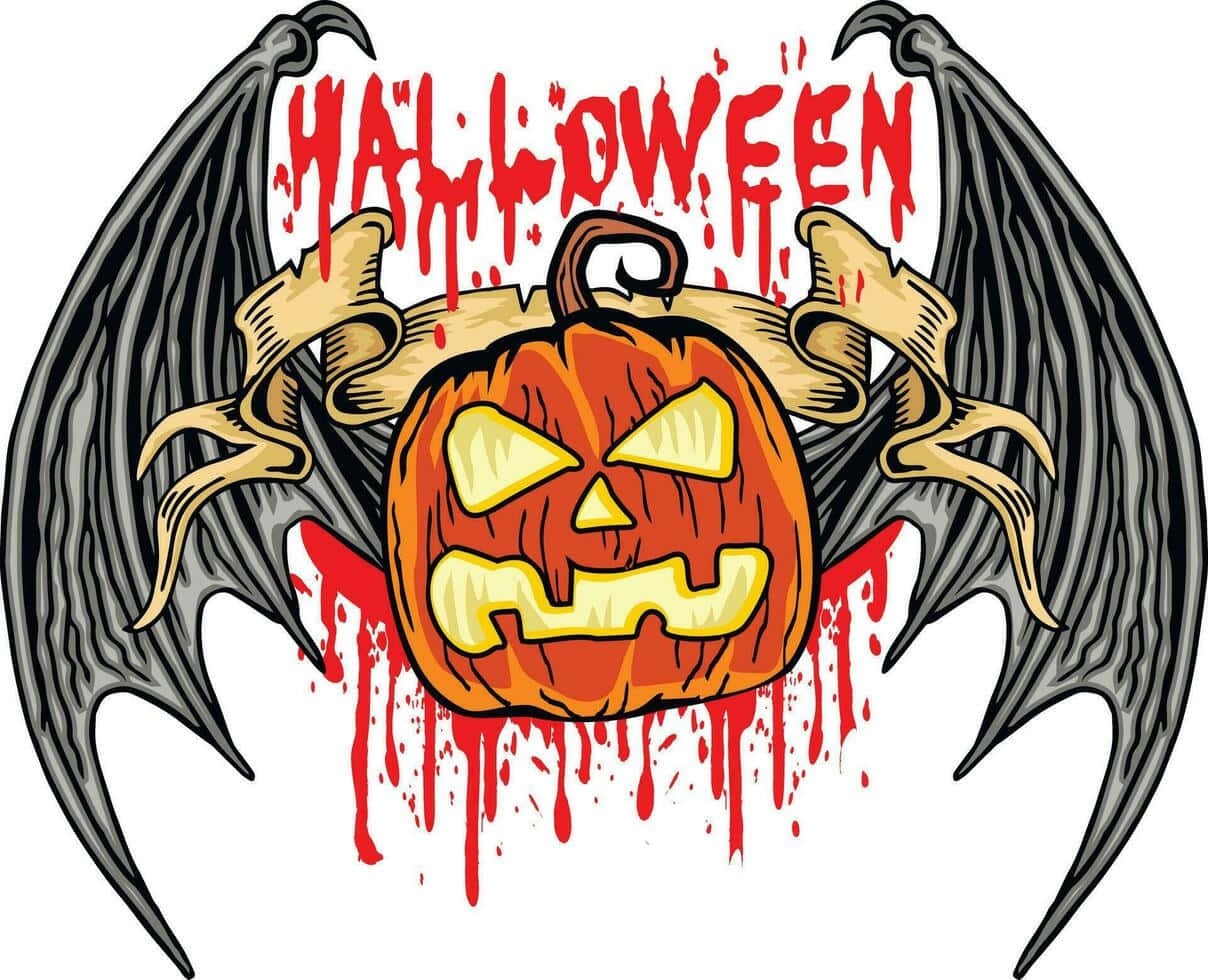 Grunge Halloween Pumpkinand Bats Background