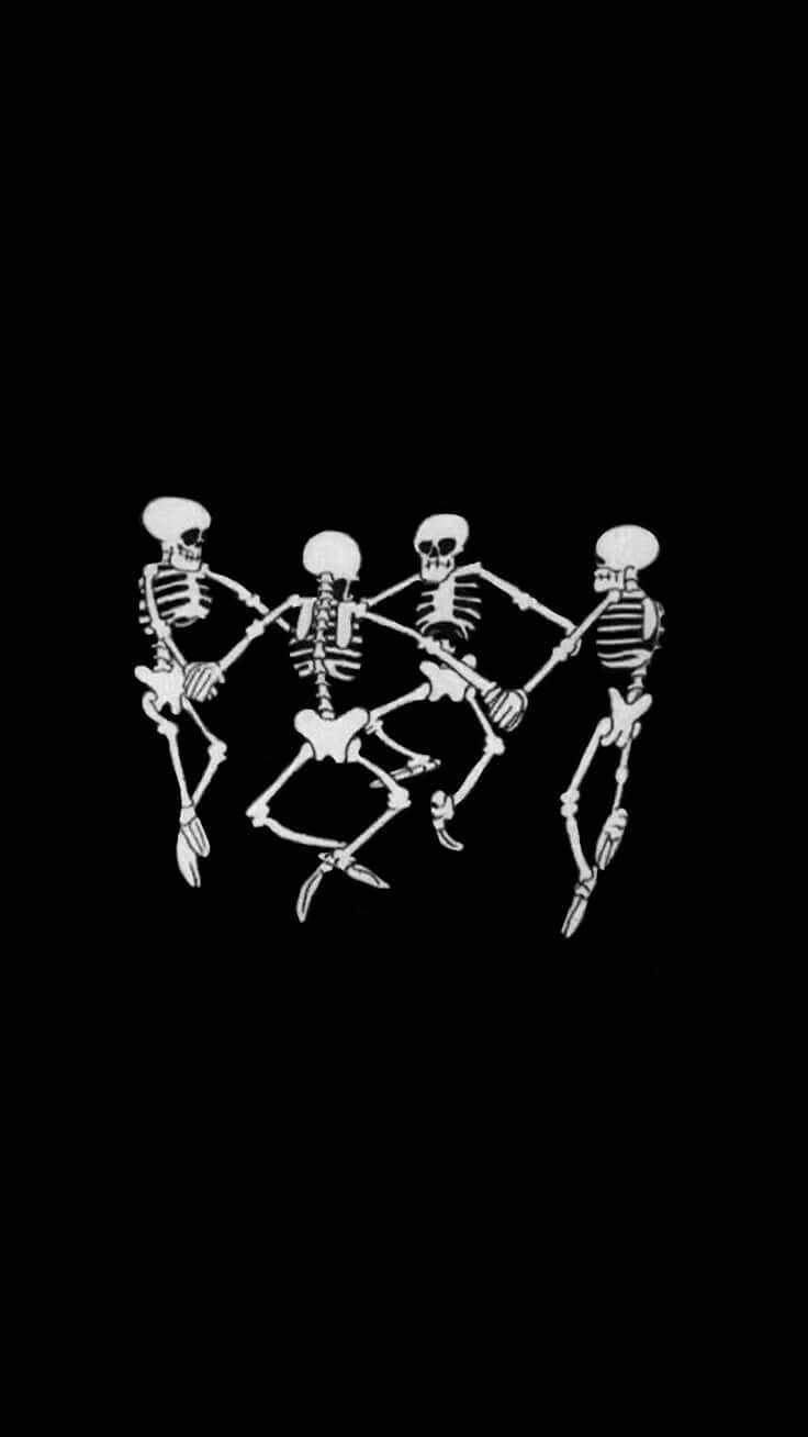 Grunge Halloween Skeletons Dance Background