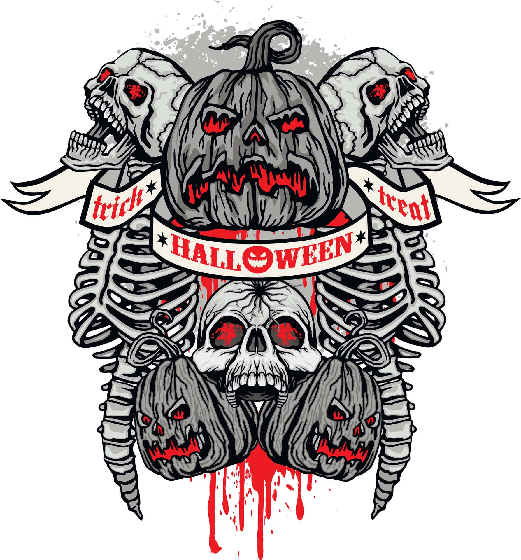 Grunge Halloween Skull Pumpkin Graphic Background