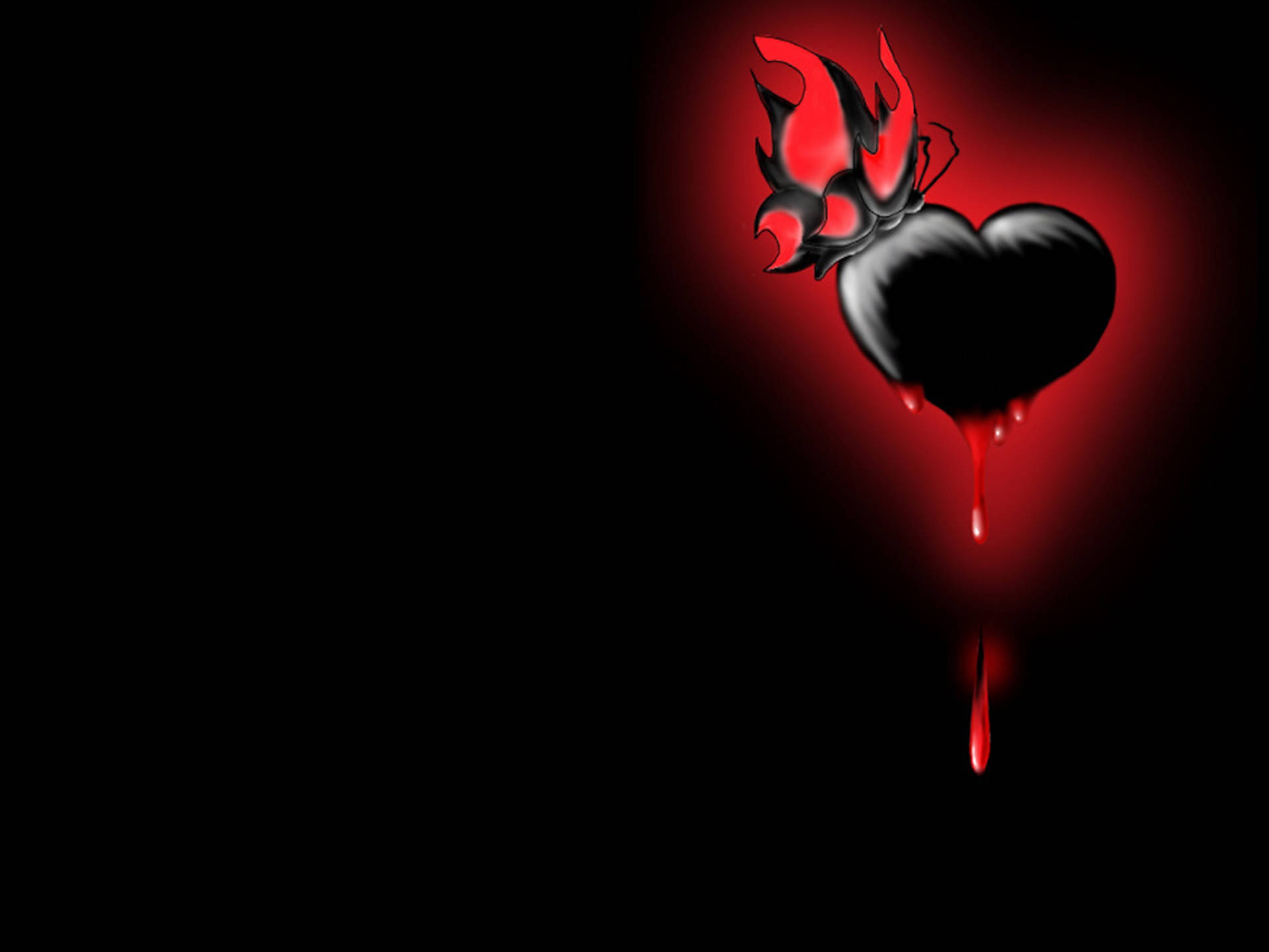 Grunge Red And Black Heart Aesthetic Background