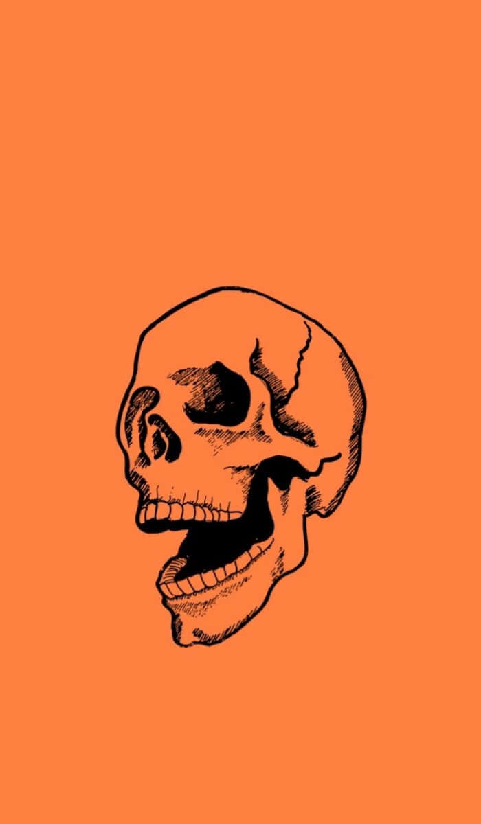 Grunge Skullon Orange Background