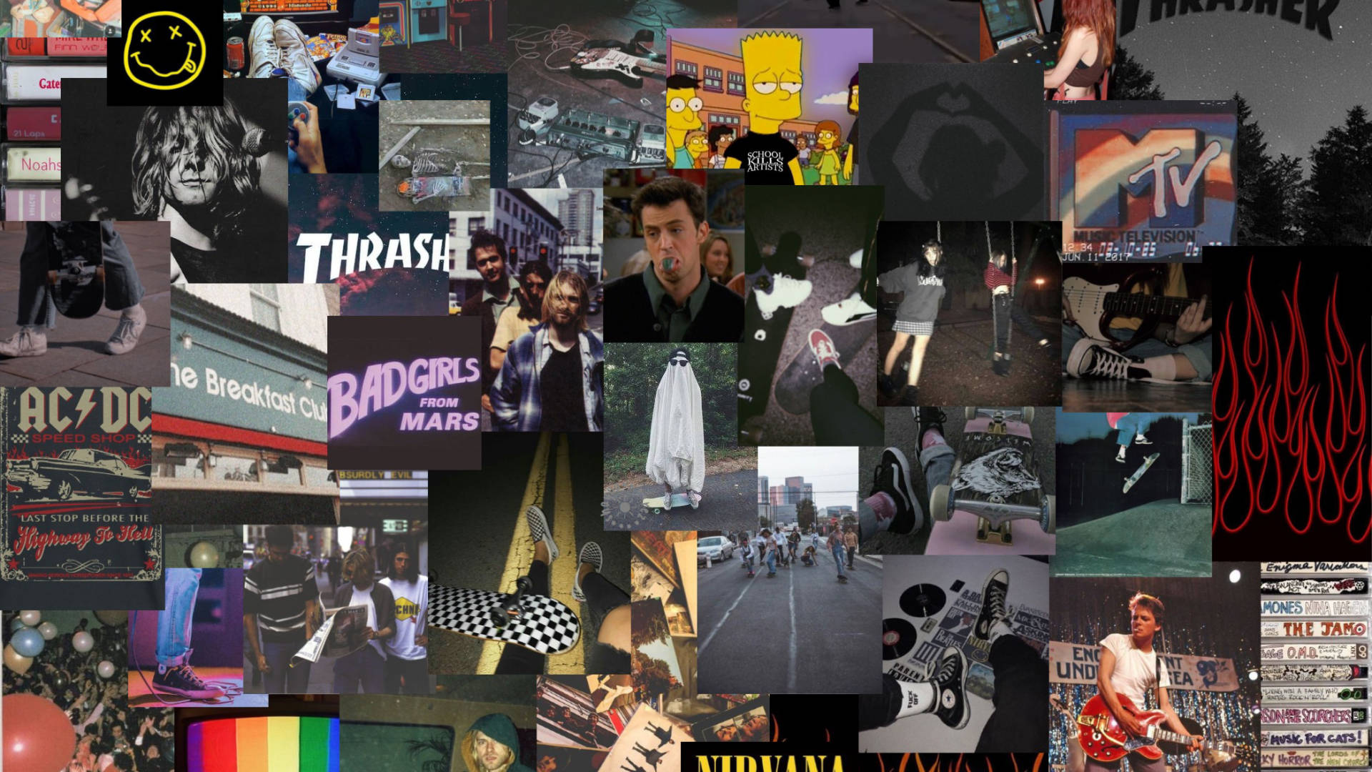 Grunge Style Collage Skater Aesthetic Background