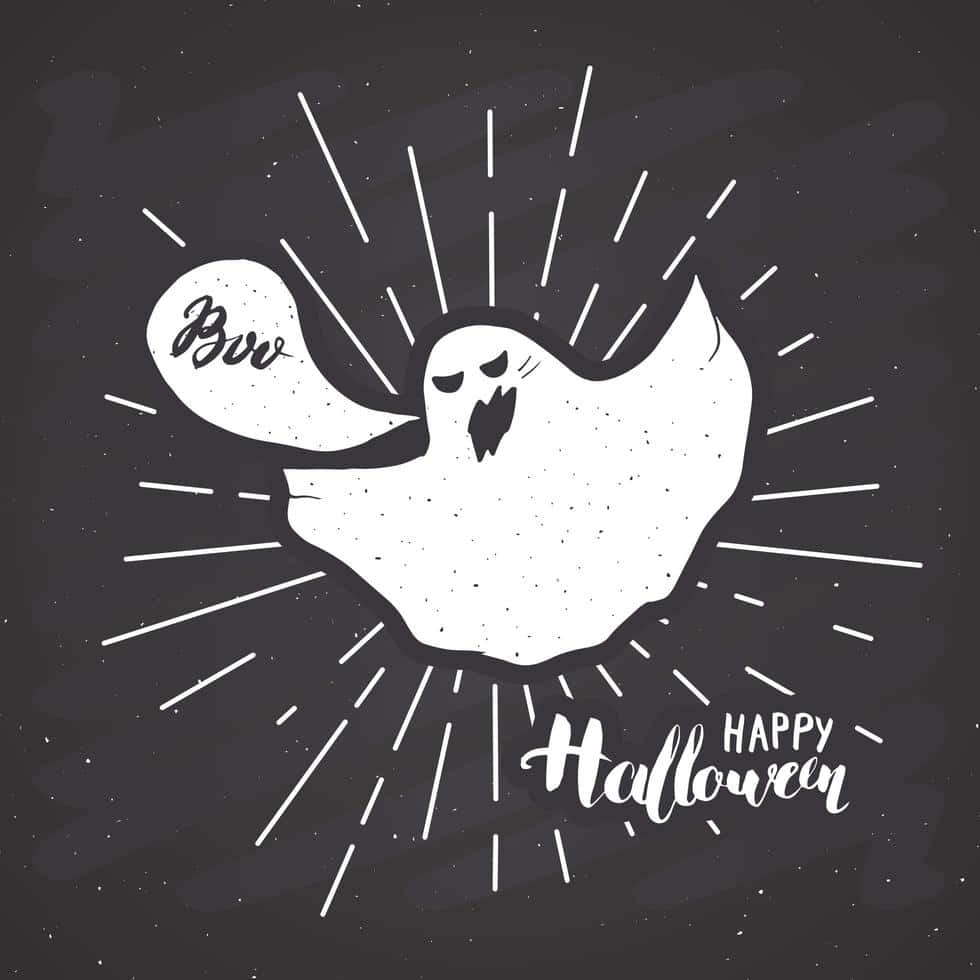 Grunge Style Ghost Halloween Greeting Background