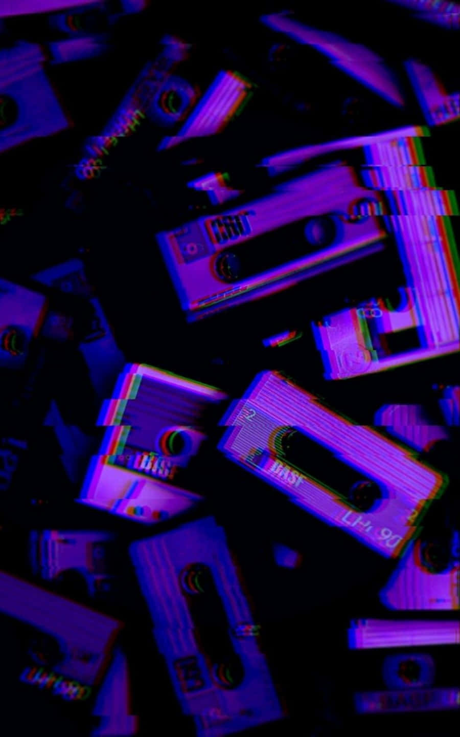 Grunge Tumblr Aesthetic Purple Cassettes Background