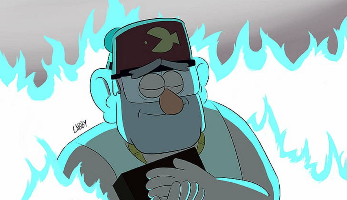 Grunkle Stan In Blue Flames Background