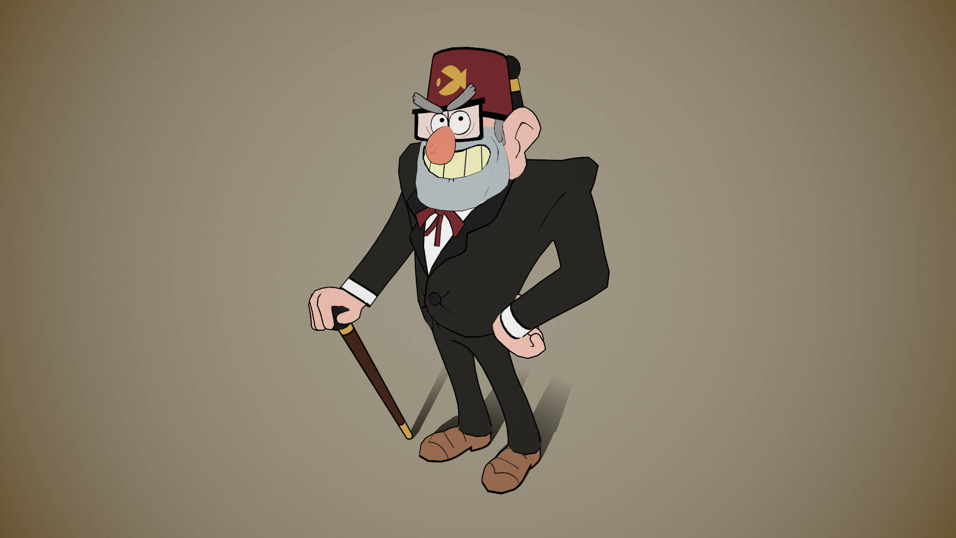 Grunkle Stan In Gray Background