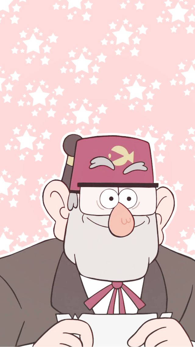 Grunkle Stan In Pink With Stars Background