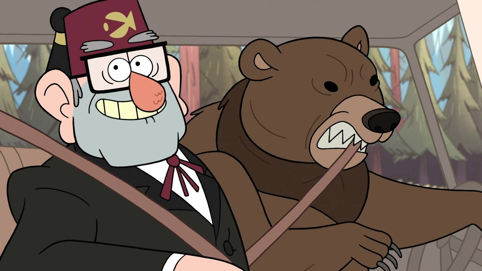 Grunkle Stan With Bear Background