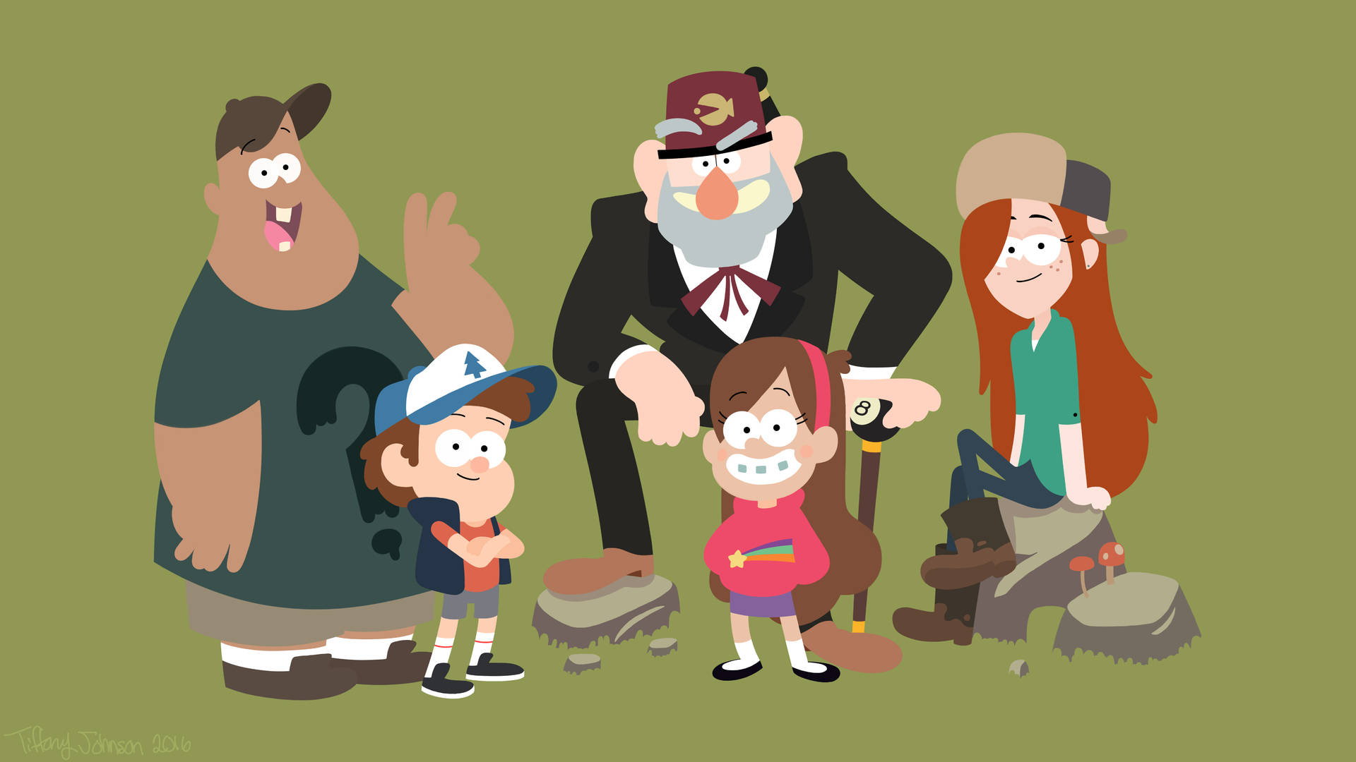Grunkle Stan With Kids Background