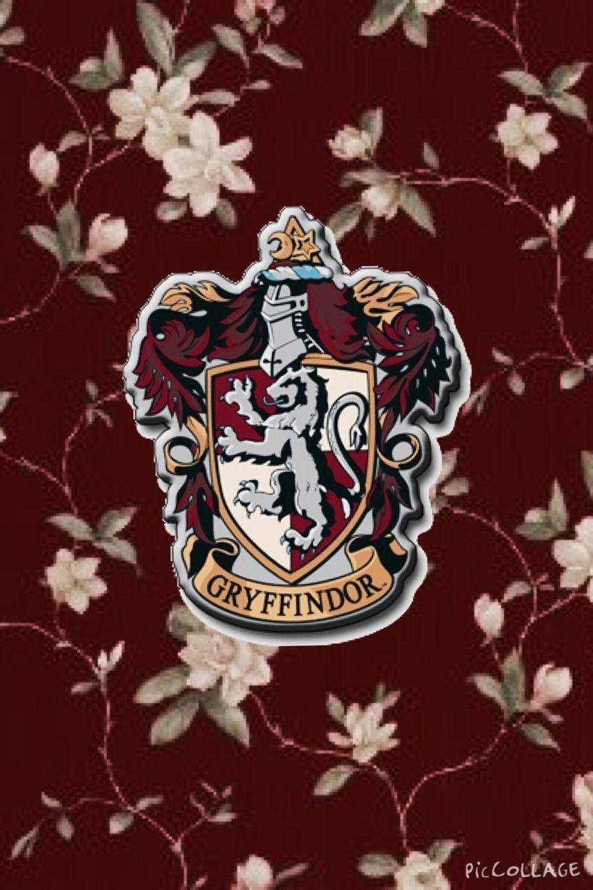 Gryffindor Crest Floral Background Background