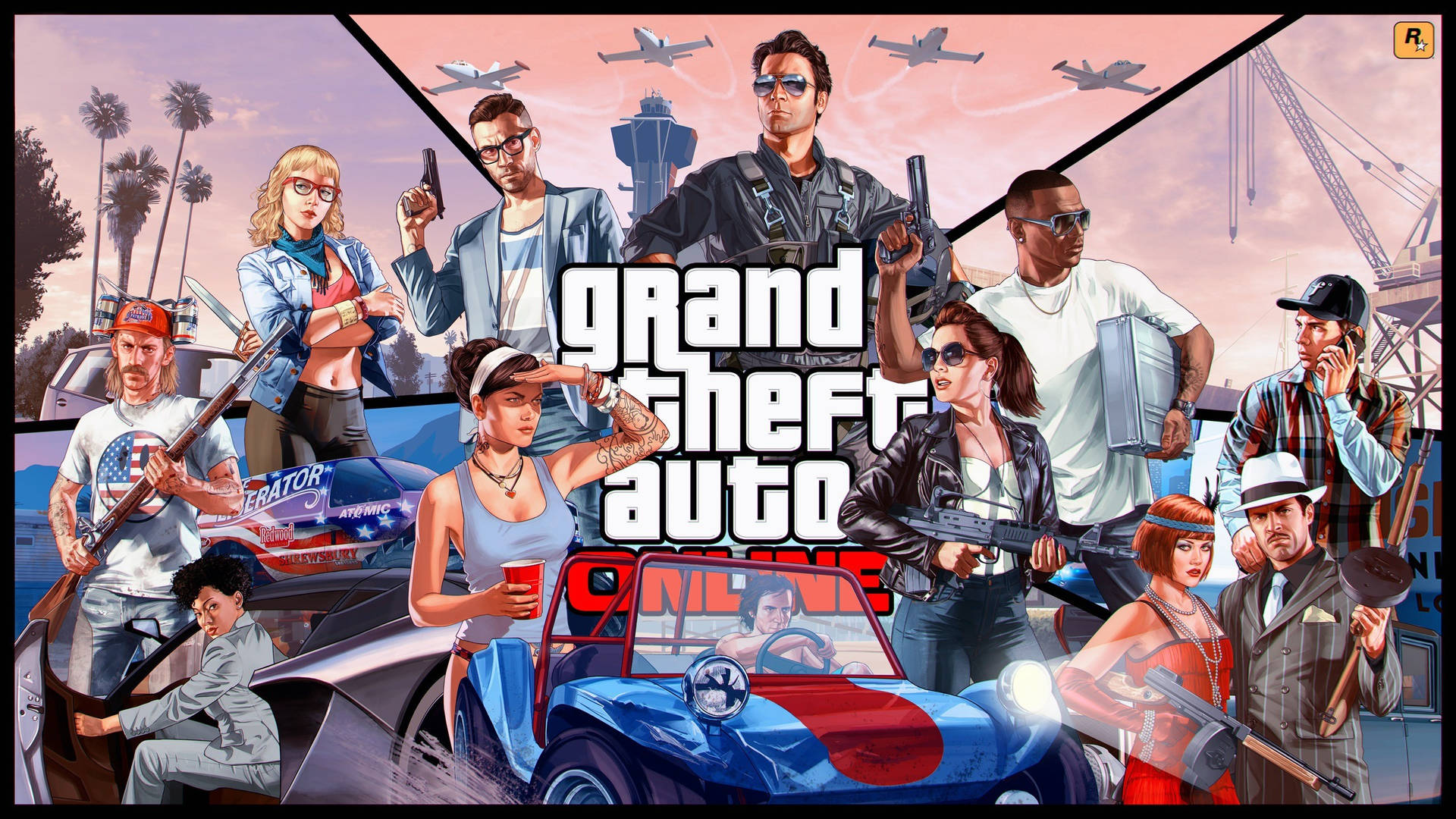 Gta 5 2560x1440 Characters Collage Background
