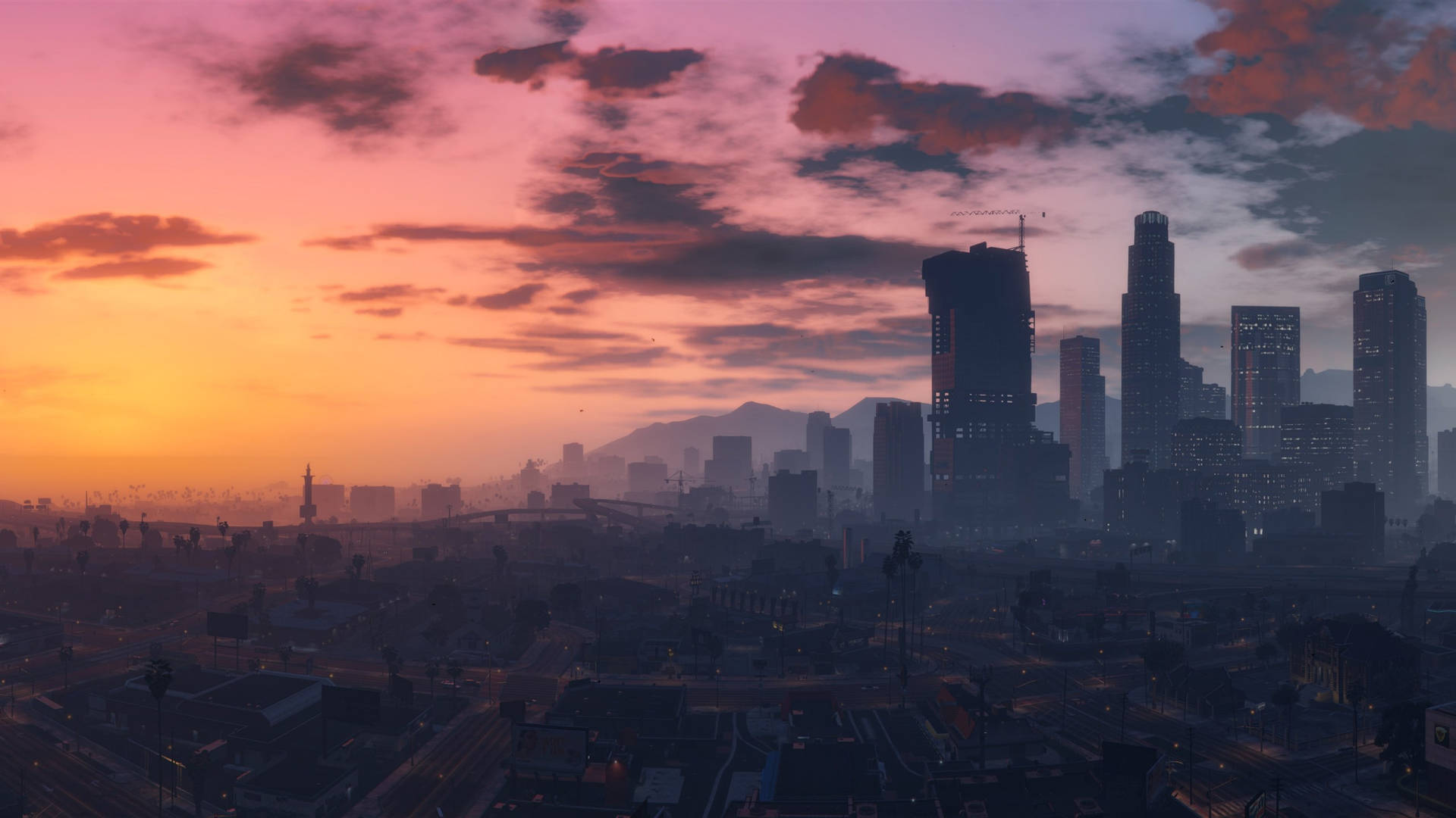 Gta 5 2560x1440 Dense Fog Against Sunset Background