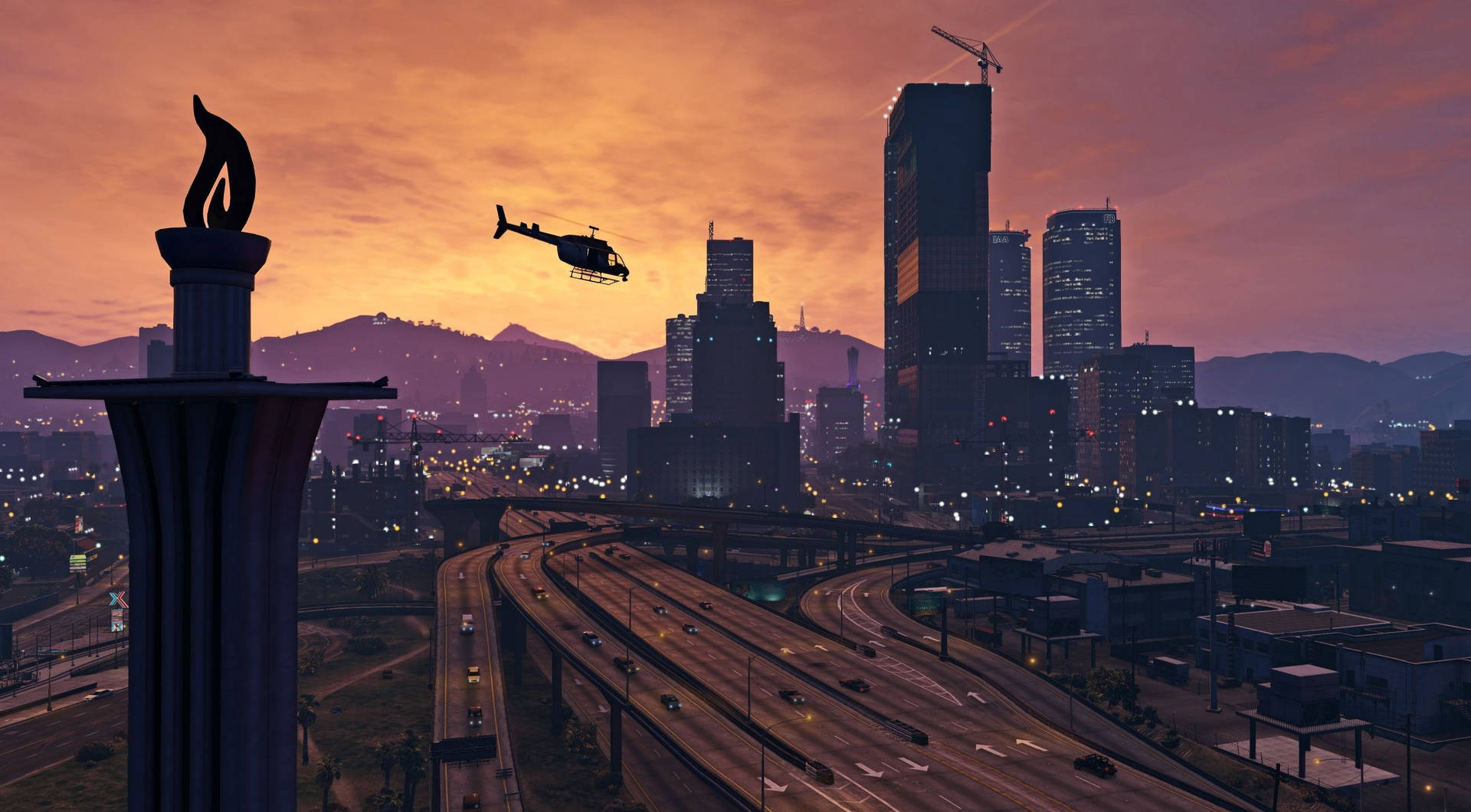 Gta 5 2560x1440 Surveilling Helicopter Background
