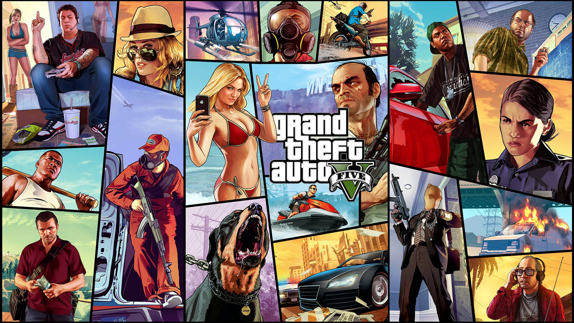 Gta 5 2560x1440 Tile Collage Background