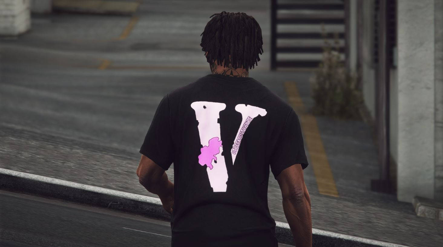 Gta 5 Mod Character In Black Shirt Vlone Pfp Background