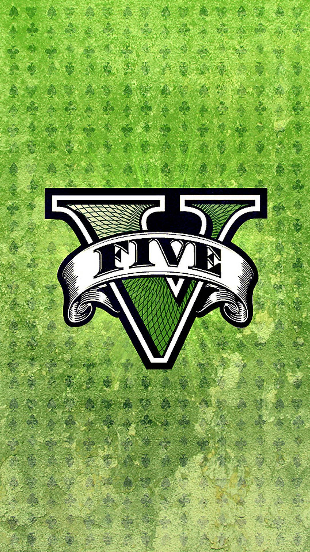 Gta 5 Phone Logo In Green Pattern Background