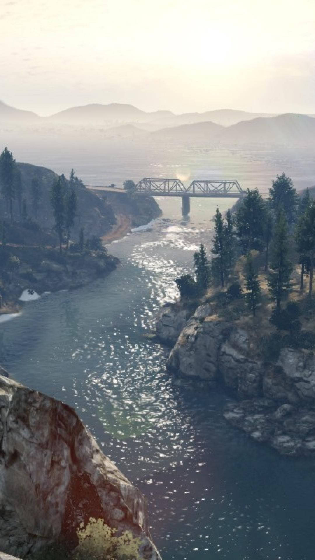 Gta 5 Phone River And Mountains Background