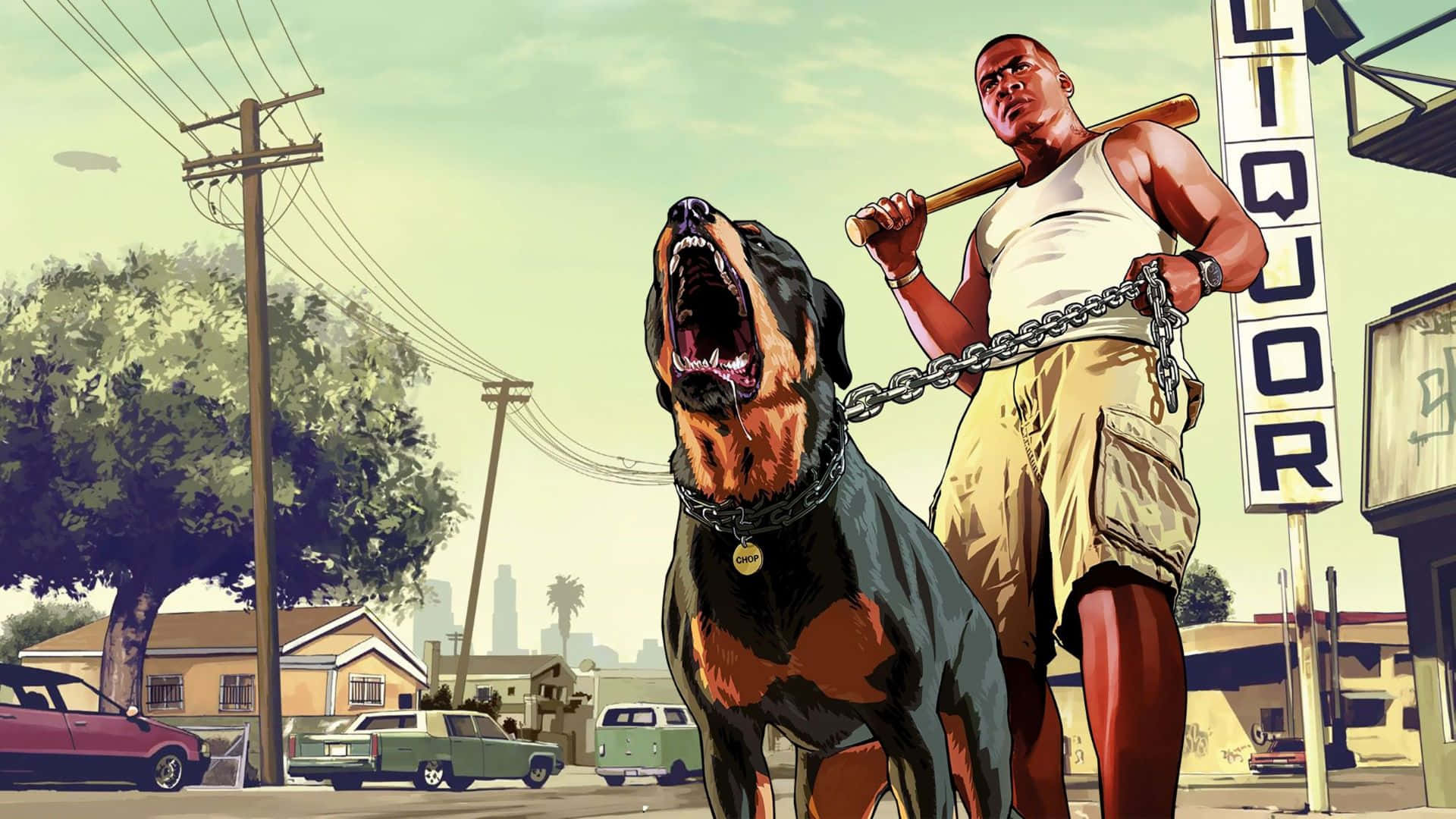 Gta Online With A Terrifying Rottweiler Background