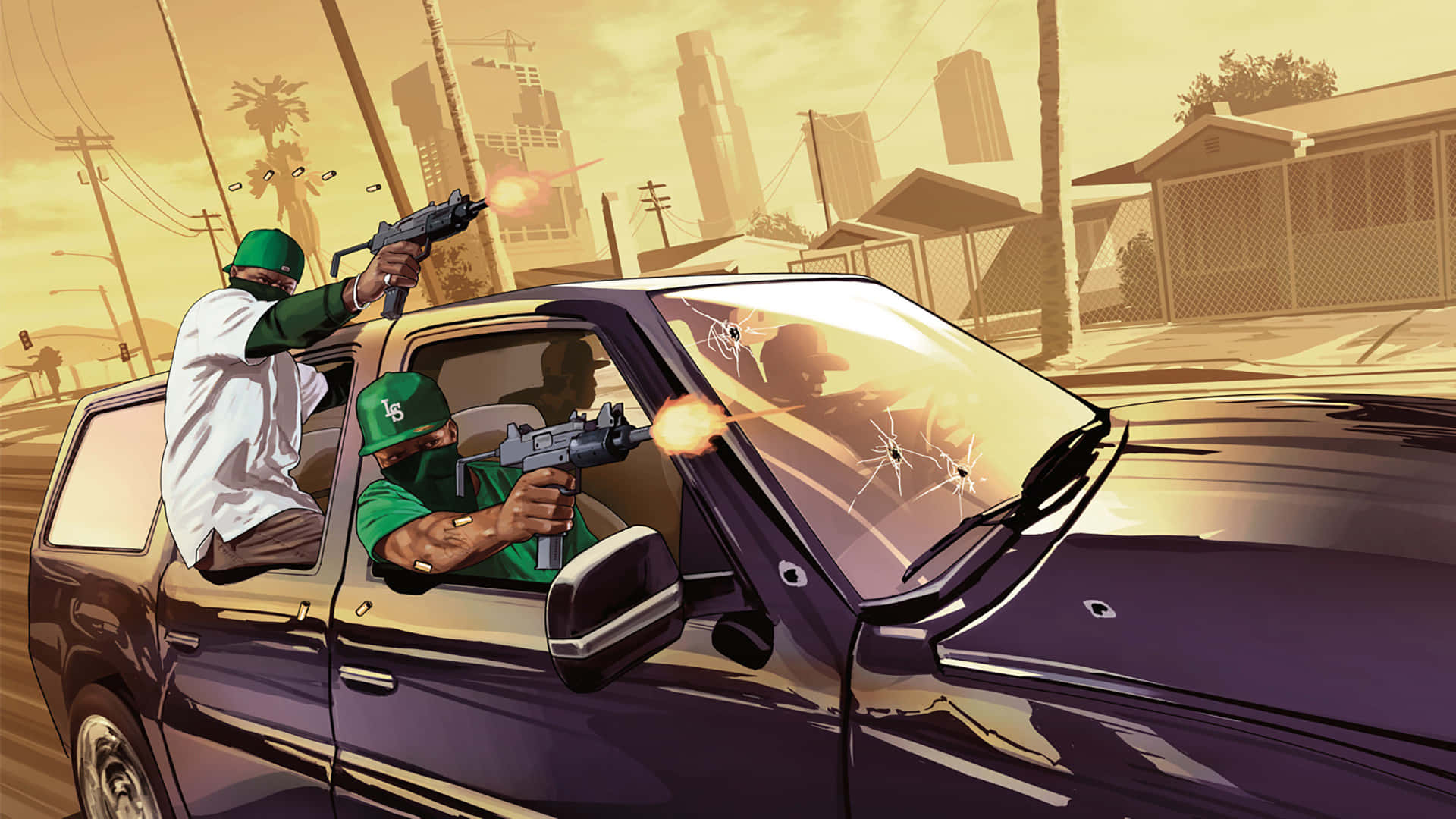 Gta Online With Guys Shooting Guns Background