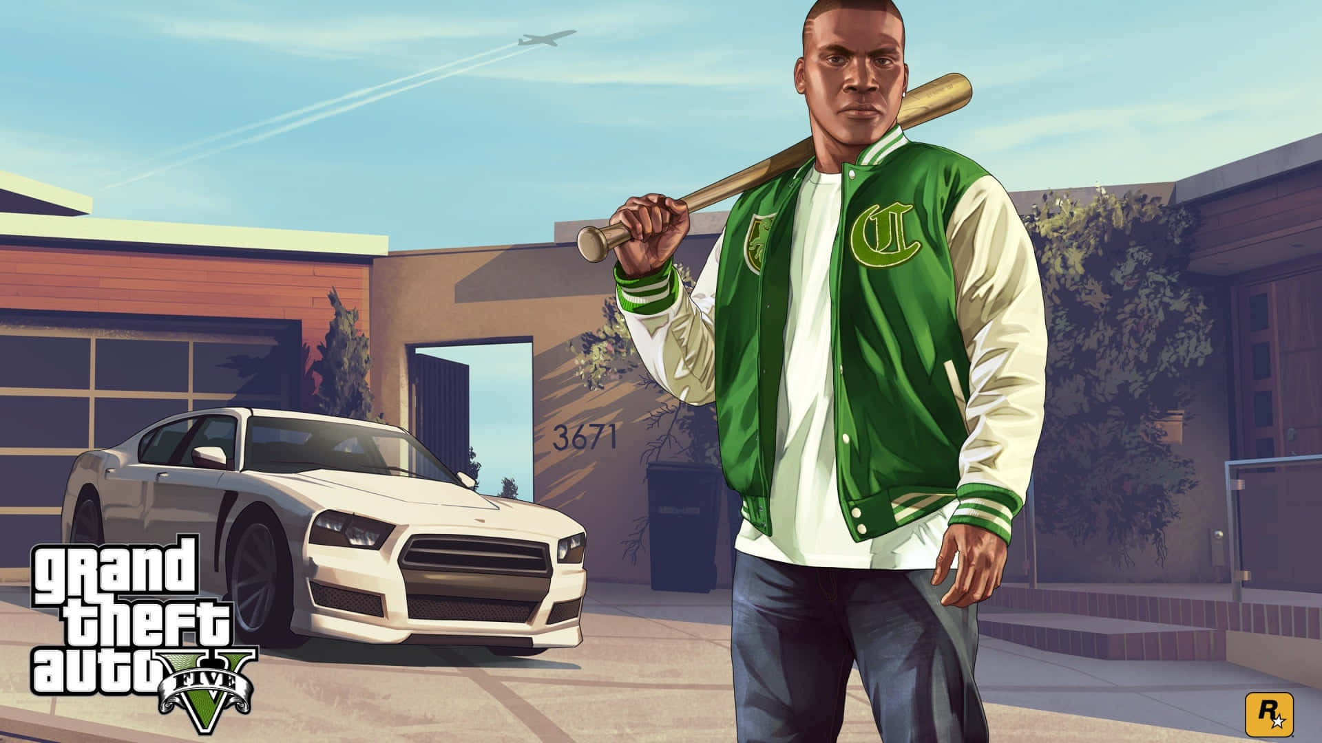 Gta Online With Man Holding Bat Background