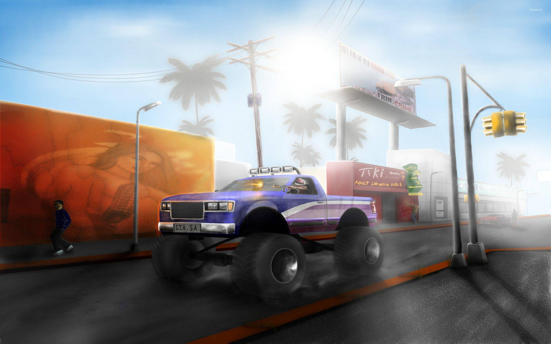 Gta San Andreas Action-packed Gameplay With Main Character Cj Background