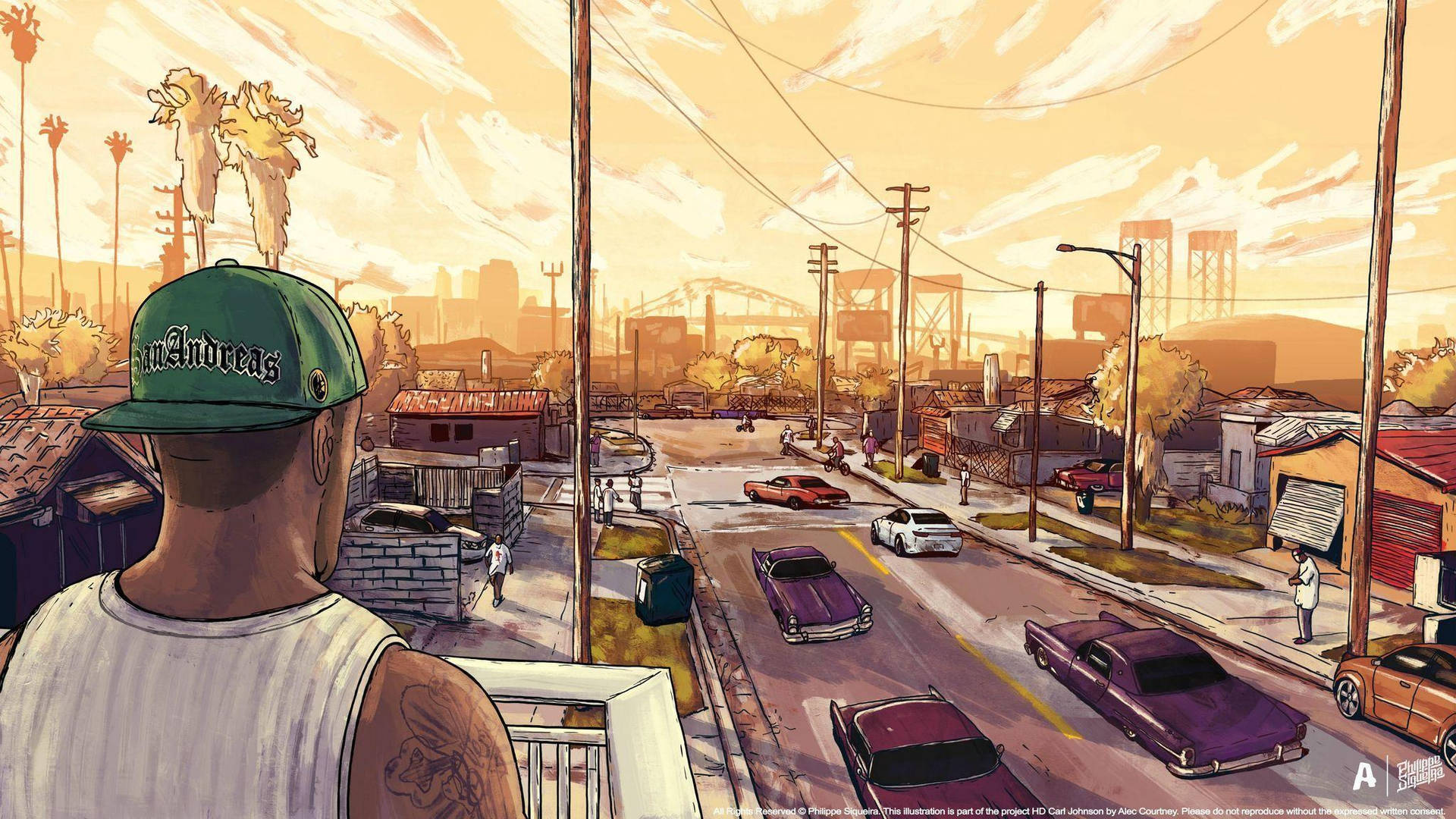 Gta San Andreas Man Looking Around Background