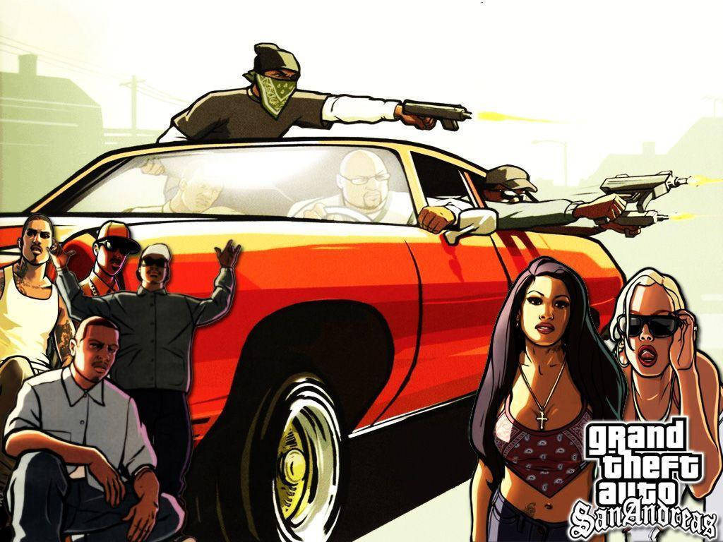 Gta San Andreas Red Car Shooting Background