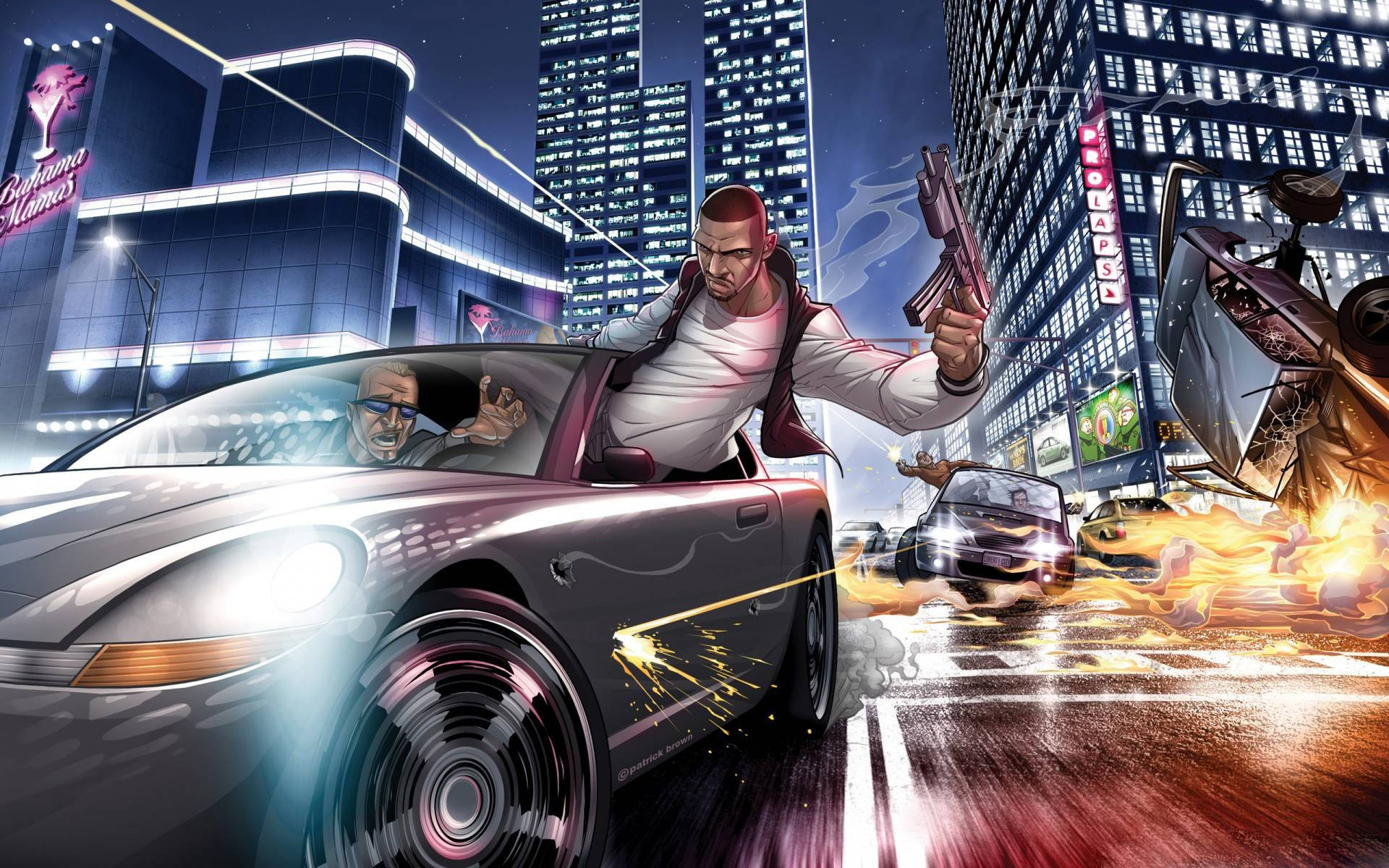 Gta V Car Chase Fanart Background