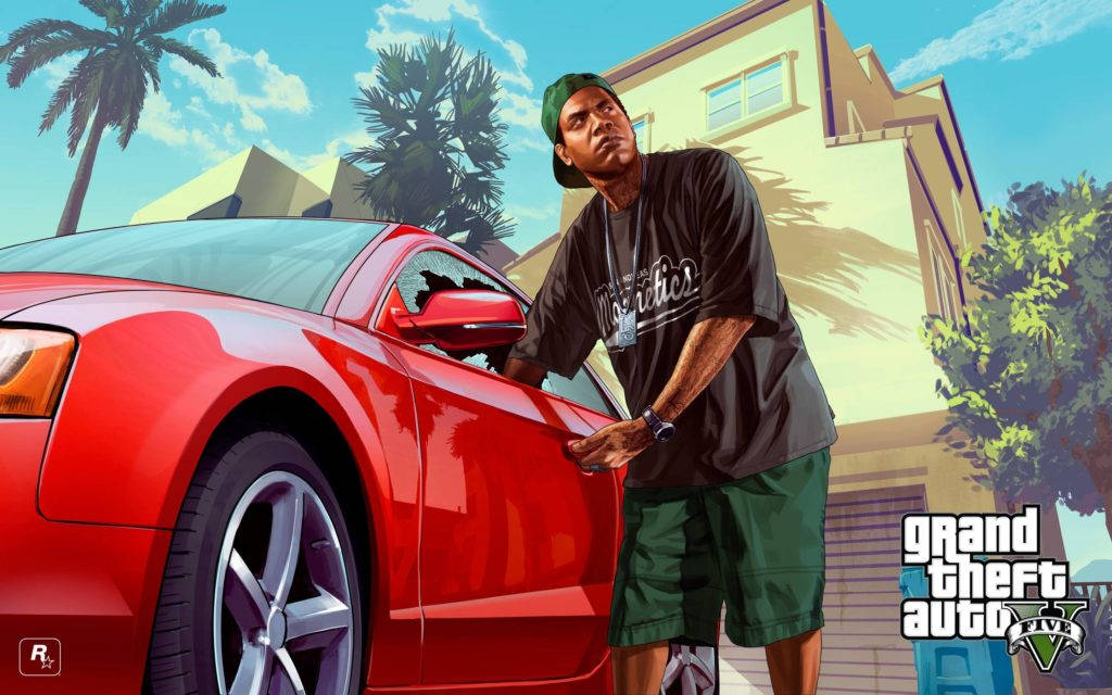 Gta V's Lamar Jacking A Car Background