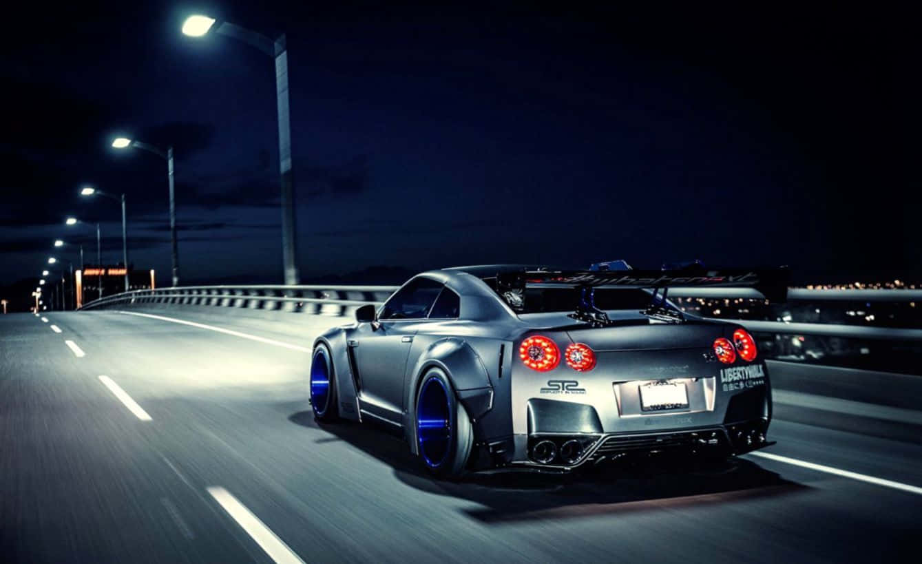 Gtr R35 Night Road Background